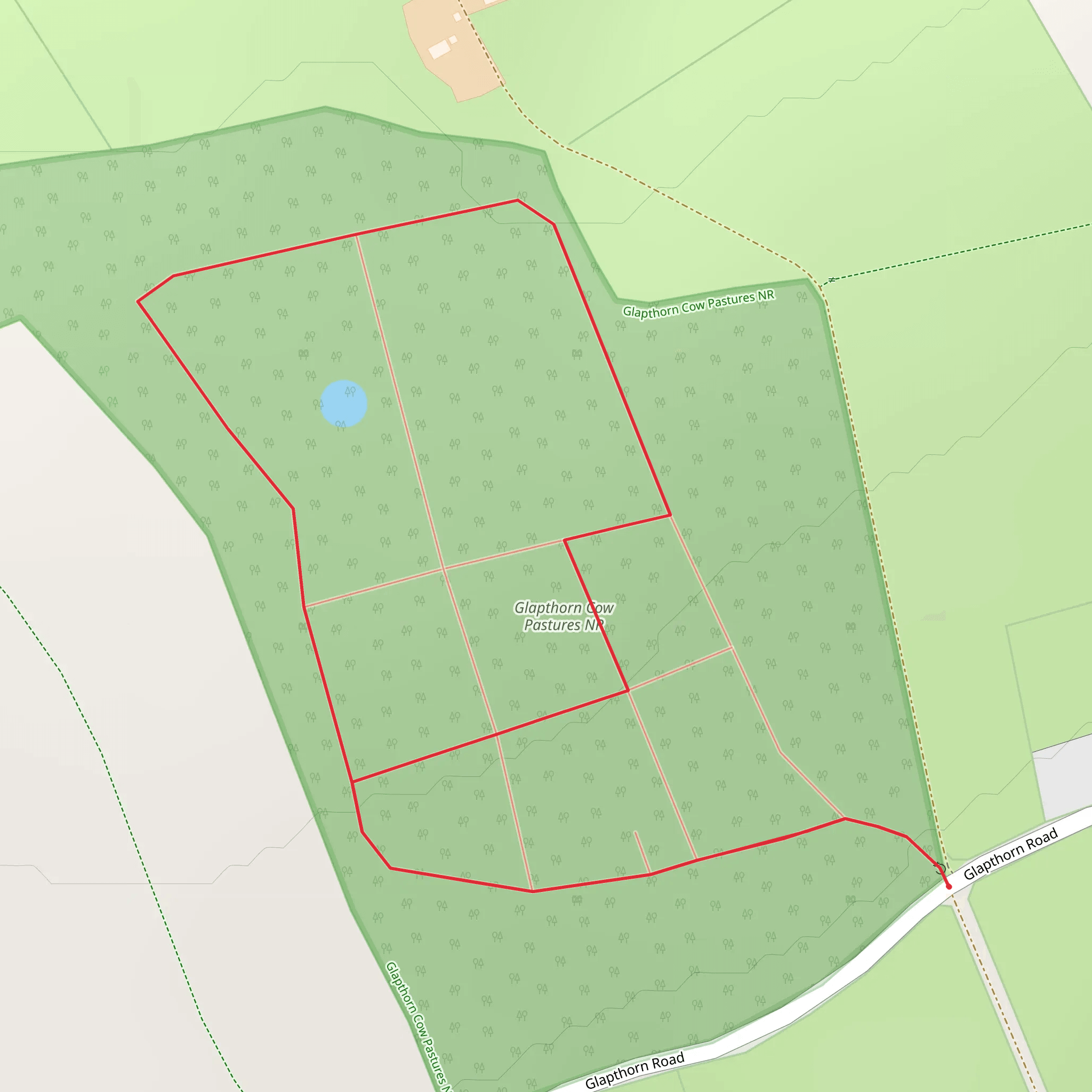Glapthorn Cow Pastures NR Loop mobile static map