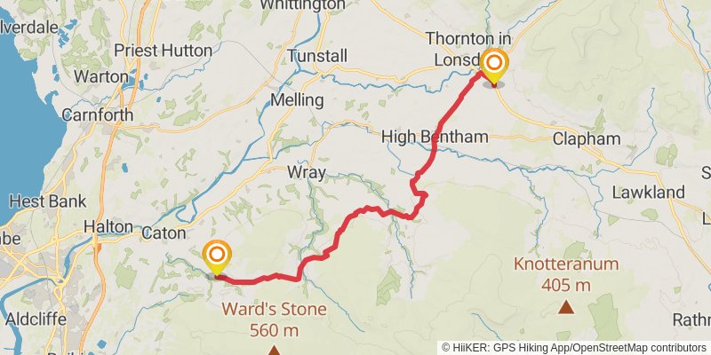 Sea to Sea from Whitby to Morecambe stage 13 Map