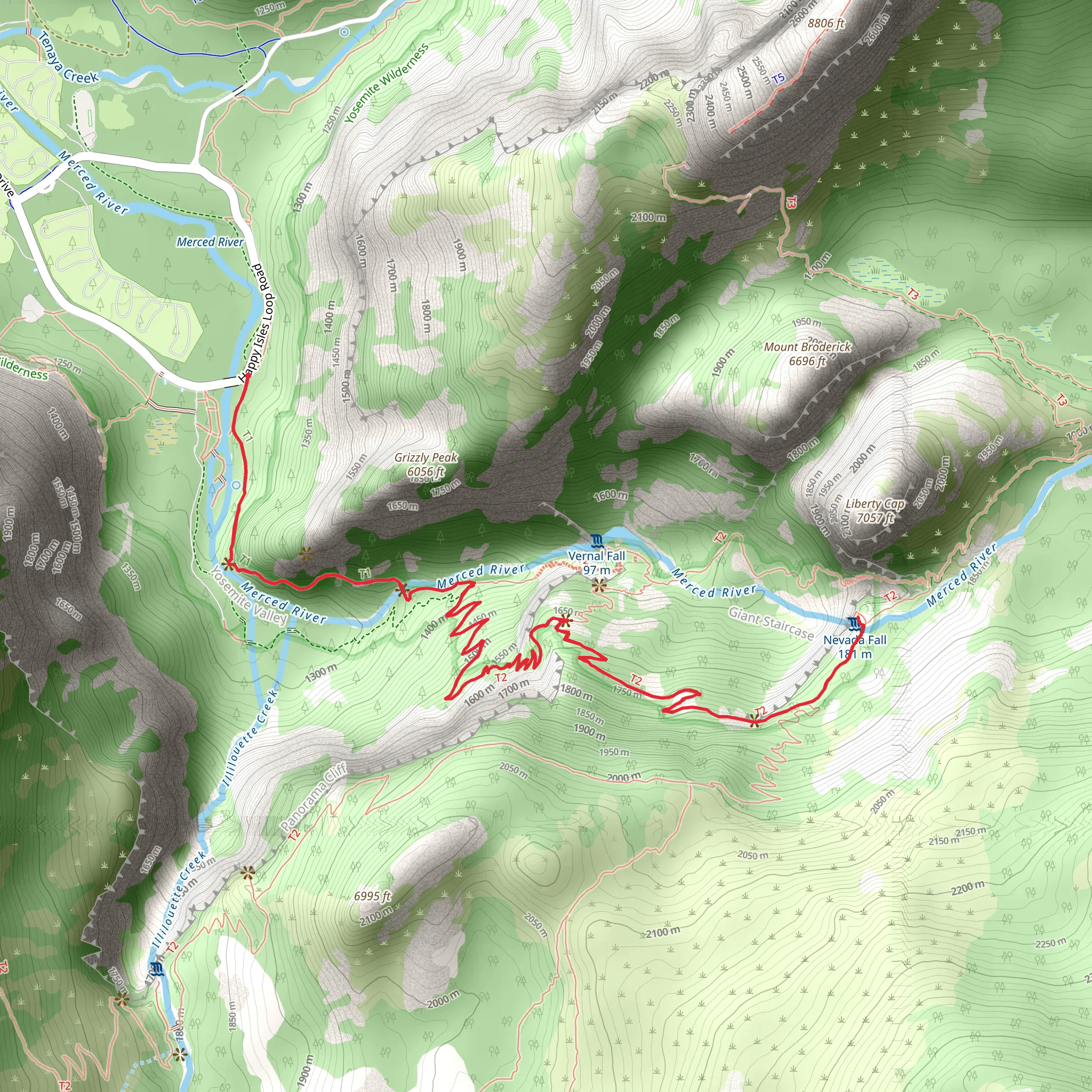 Mist Trailand John Muir Trail mobile static map