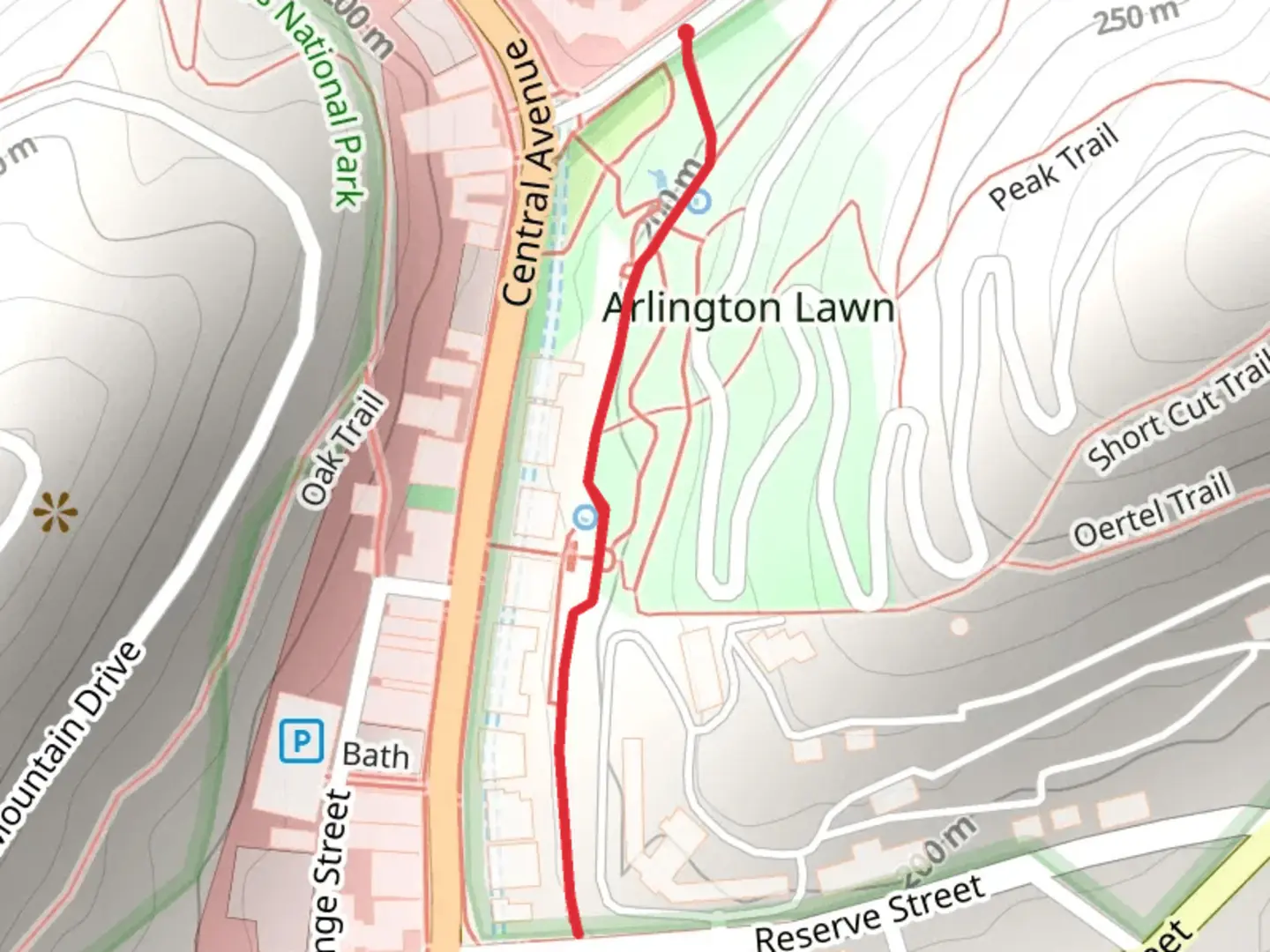 An image depicting the trail Grand Promenade from Fountain Street and its surrounding area.