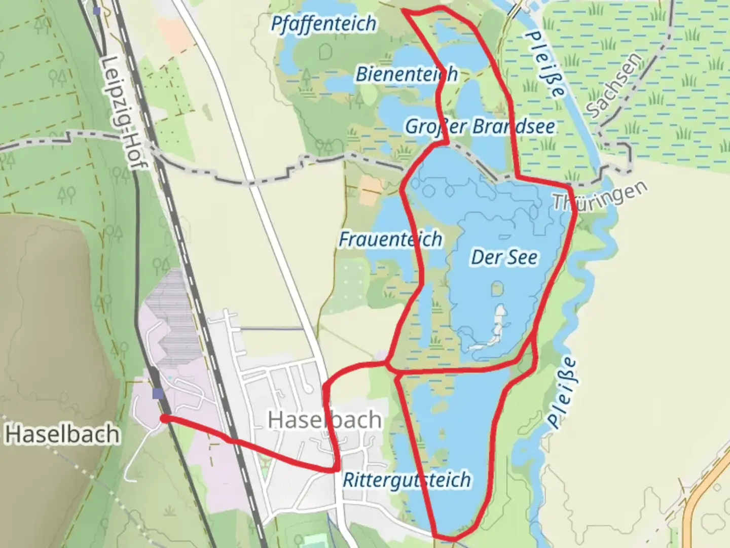 An image depicting the trail Dersee and Nebitzer Teich Loop and its surrounding area.