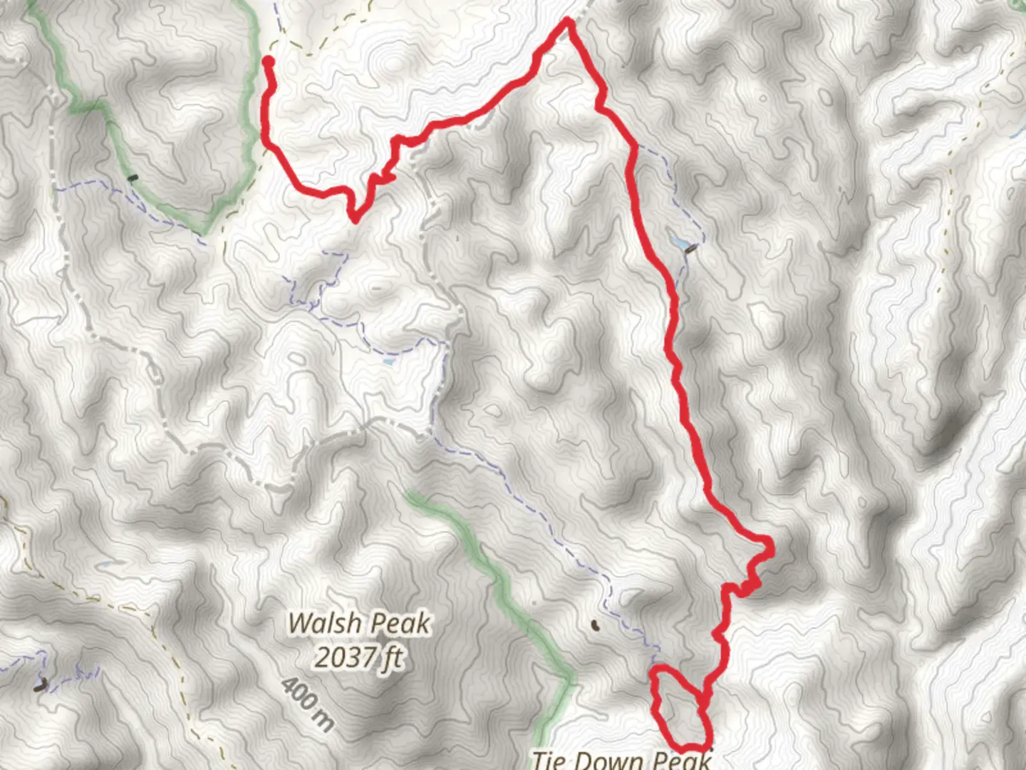 An image depicting the trail Orestimba Creek Trail, Dutch's Trail and Yellowjacket Trail and its surrounding area.
