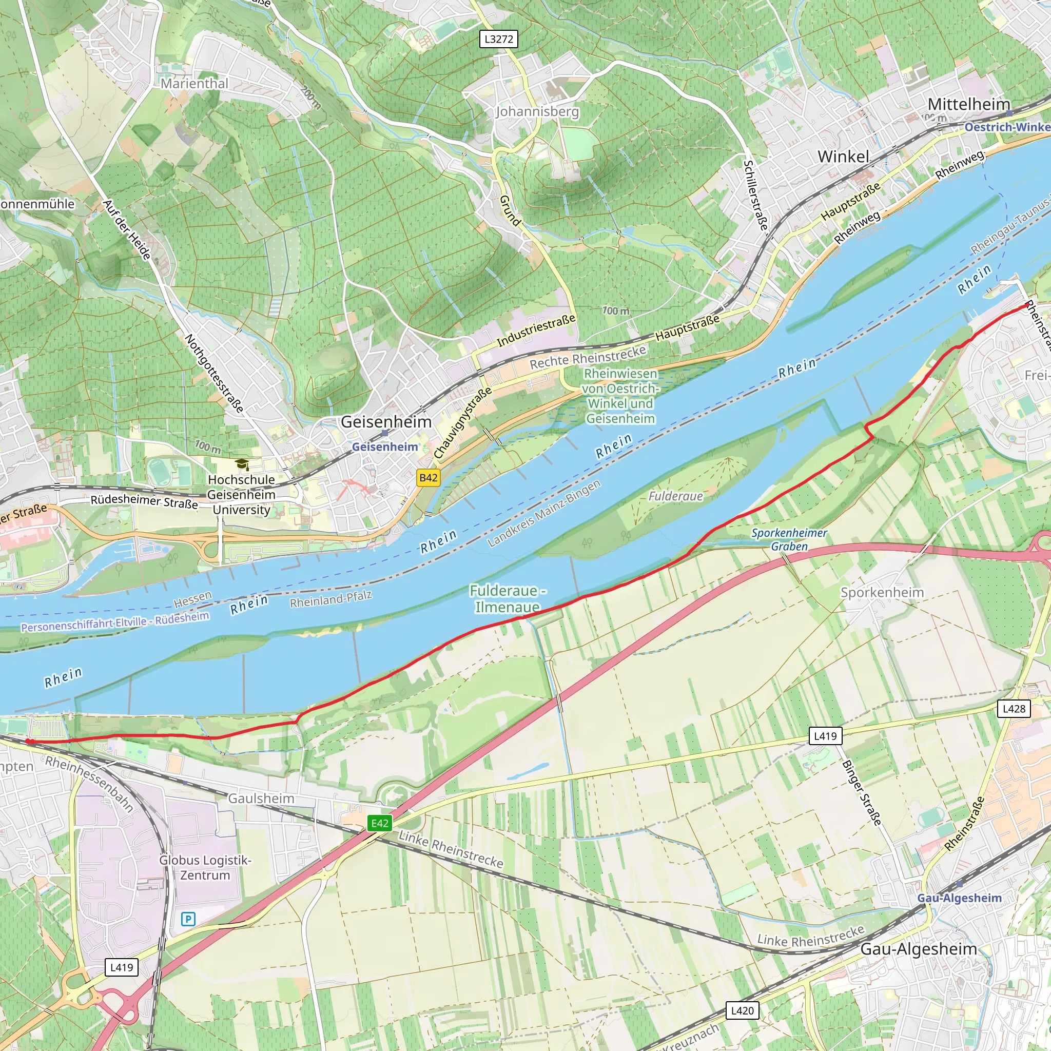 River Rhein Scenic Walk from Kempten mobile static map