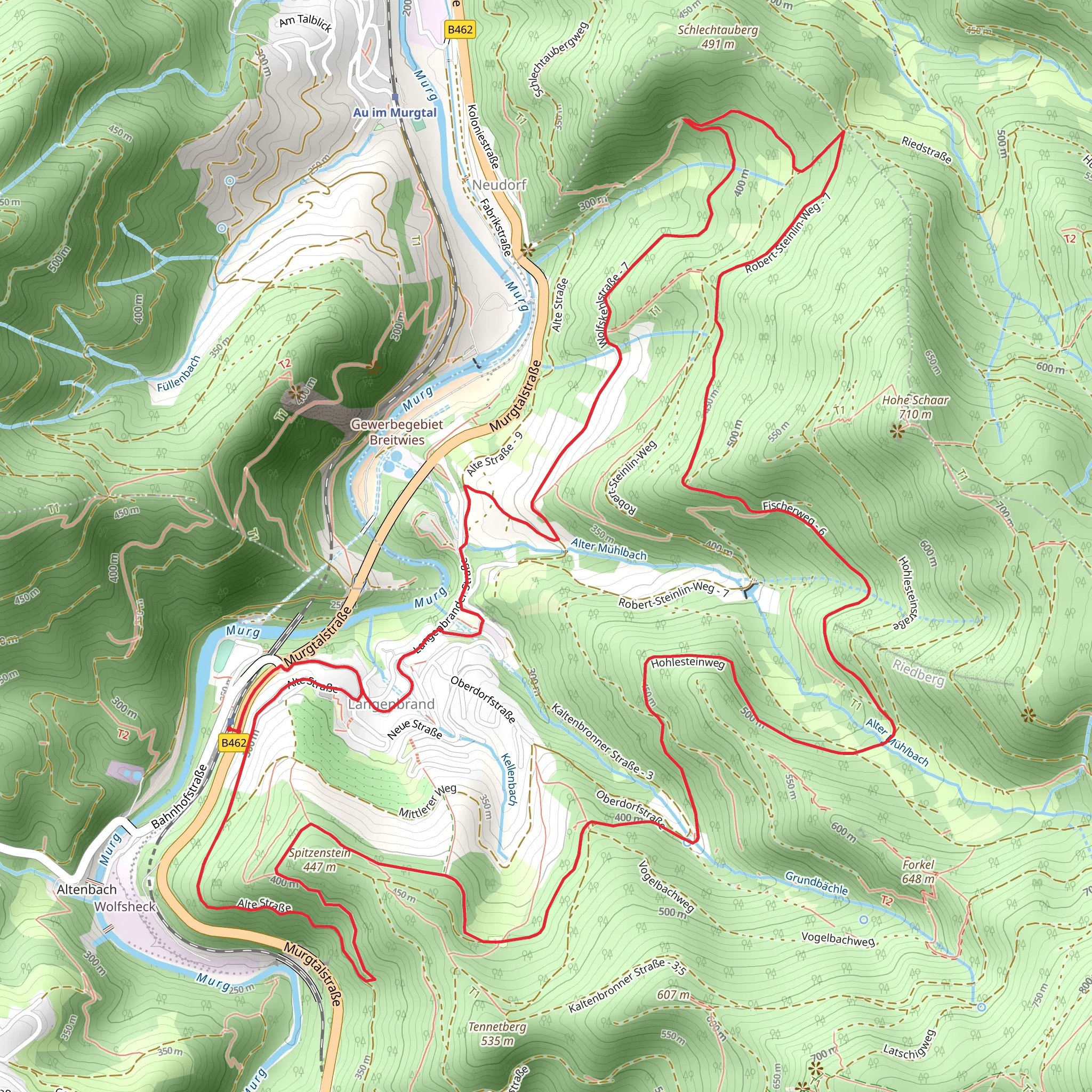 Grundplatz Hohlenstein and Murgtal Wanderweg mobile static map