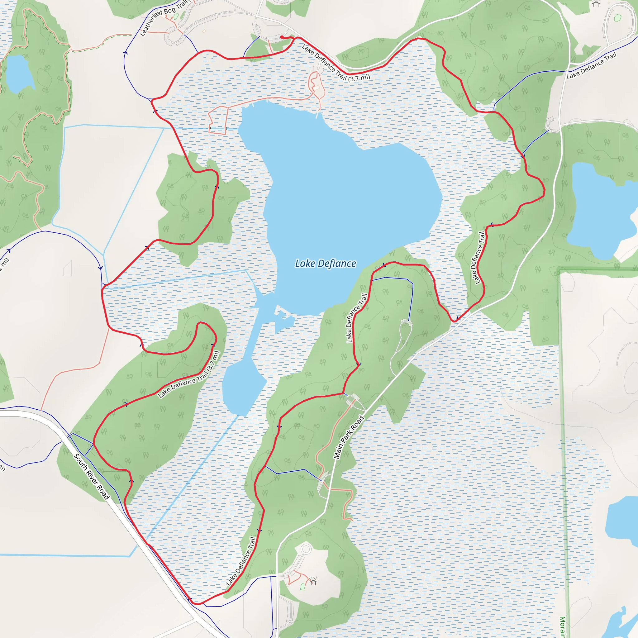 Lake Defiance Loop Trail mobile static map