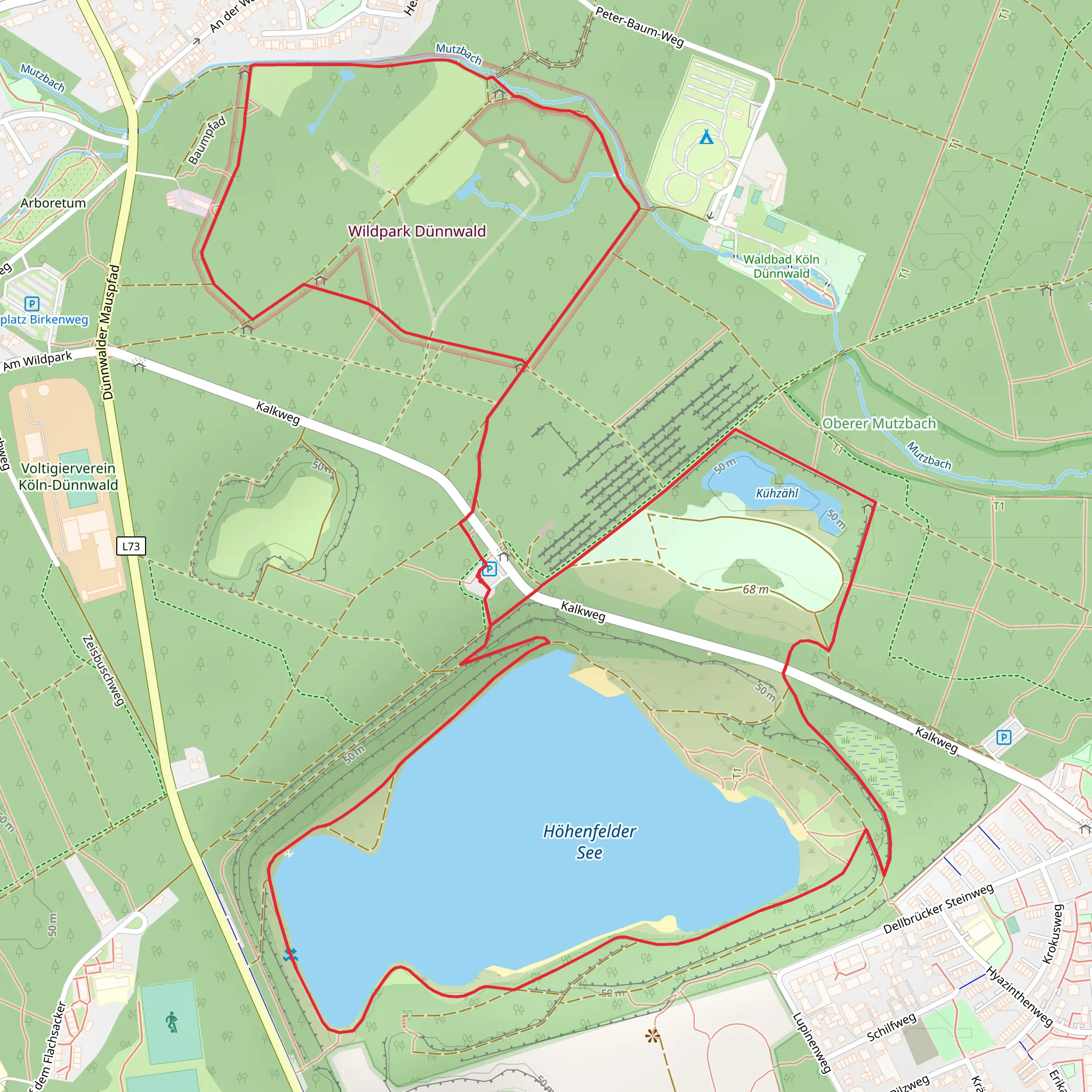 Höhenfelder See and Kuehzaehl via radevormwald mobile static map
