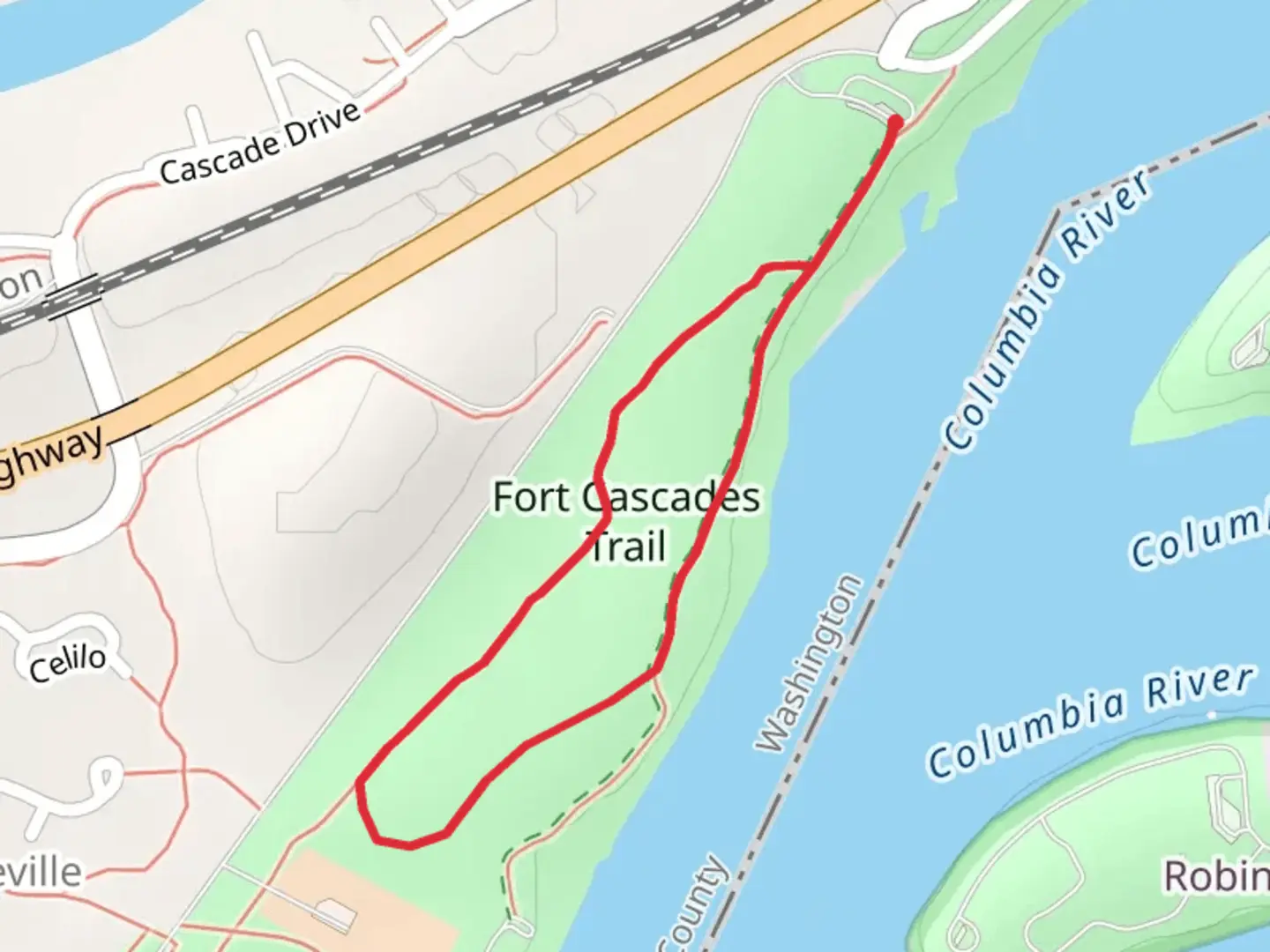 An image depicting the trail Cascades Historic Site Loop and its surrounding area.