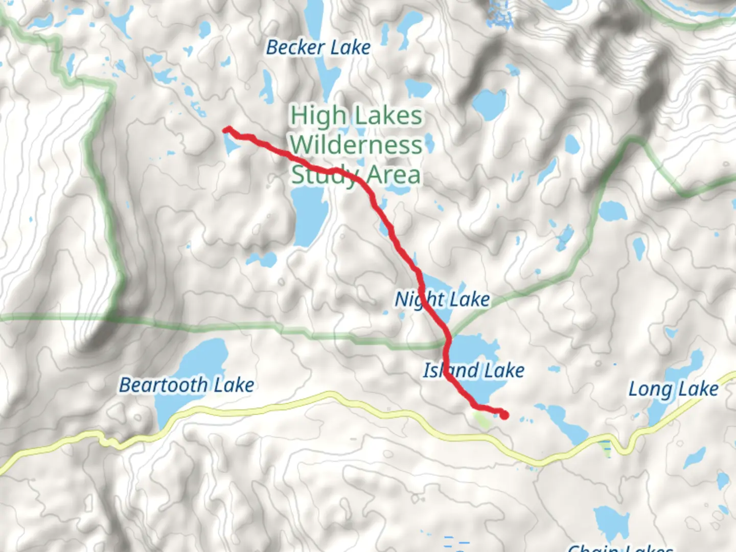 An image depicting the trail Grayling Lake, Night Lake and Island Lake Walk and its surrounding area.