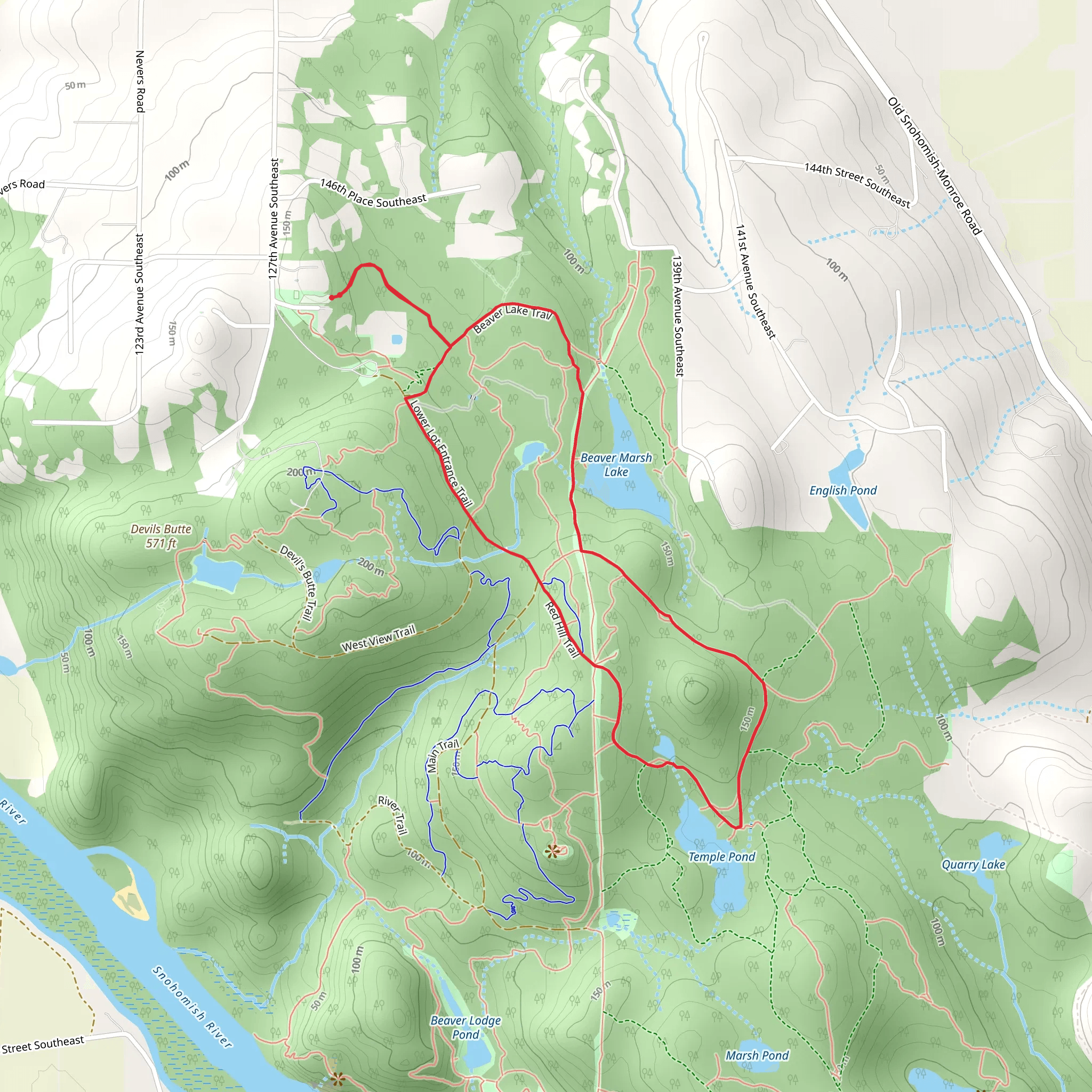 Pipeline Trail and Temple Pond Loop mobile static map