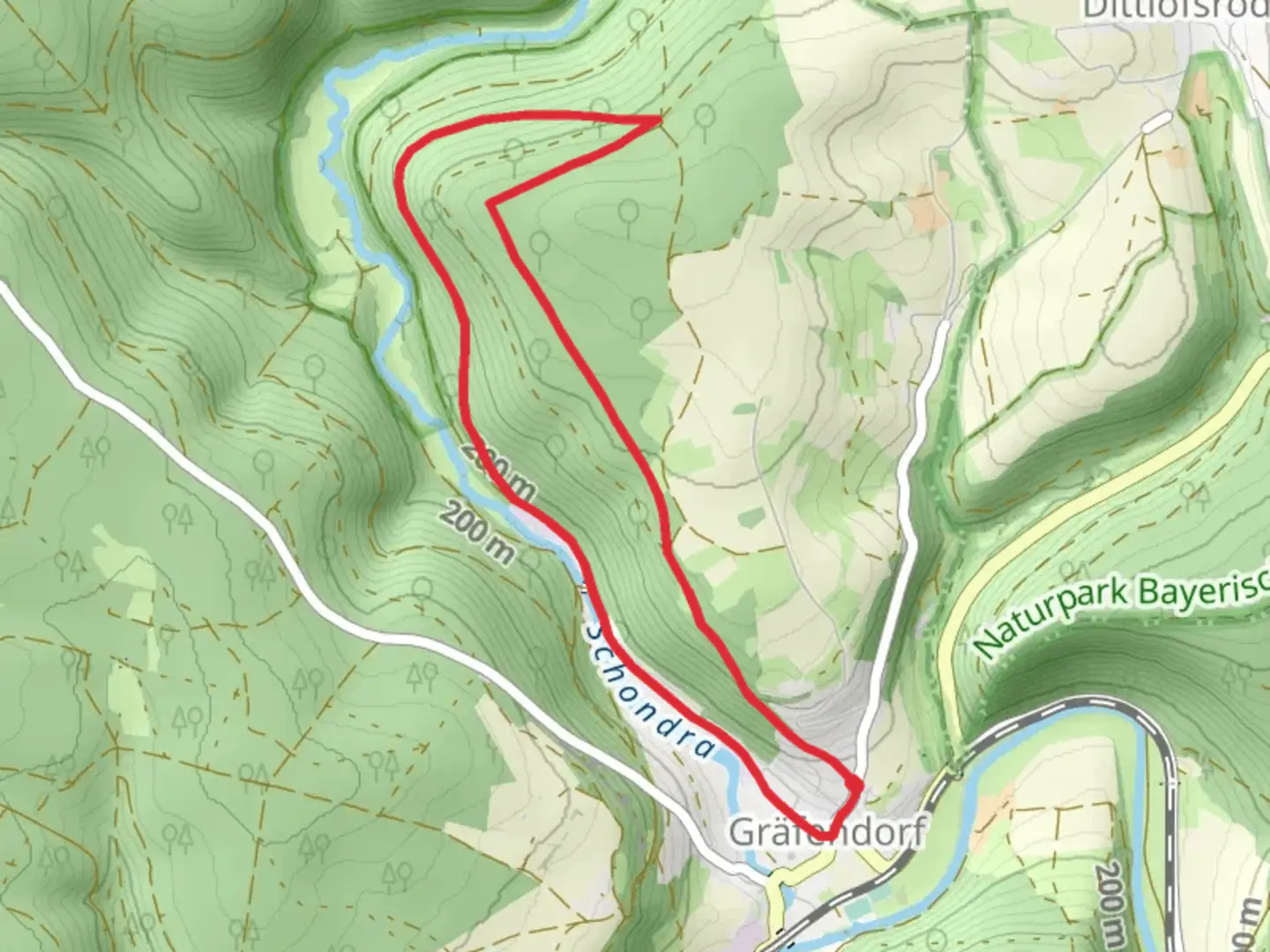 An image depicting the trail Papiermuehle Loop and its surrounding area.