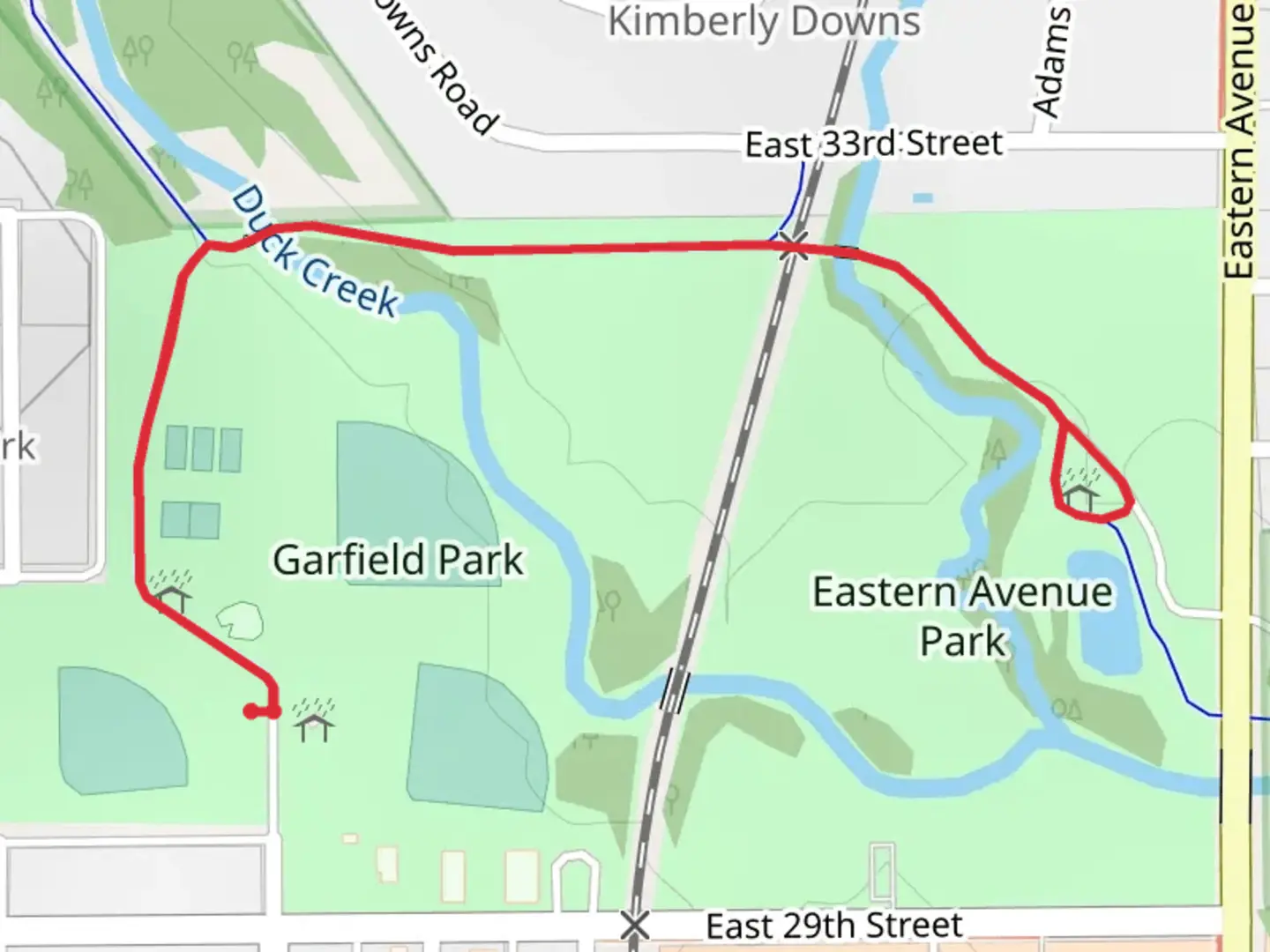 An image depicting the trail Garfield Park Walk and its surrounding area.