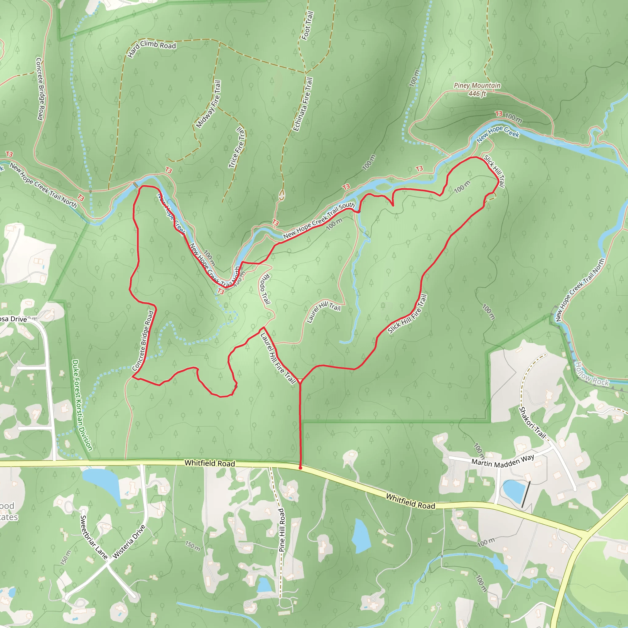 New Hope Creek Trail South Loop mobile static map