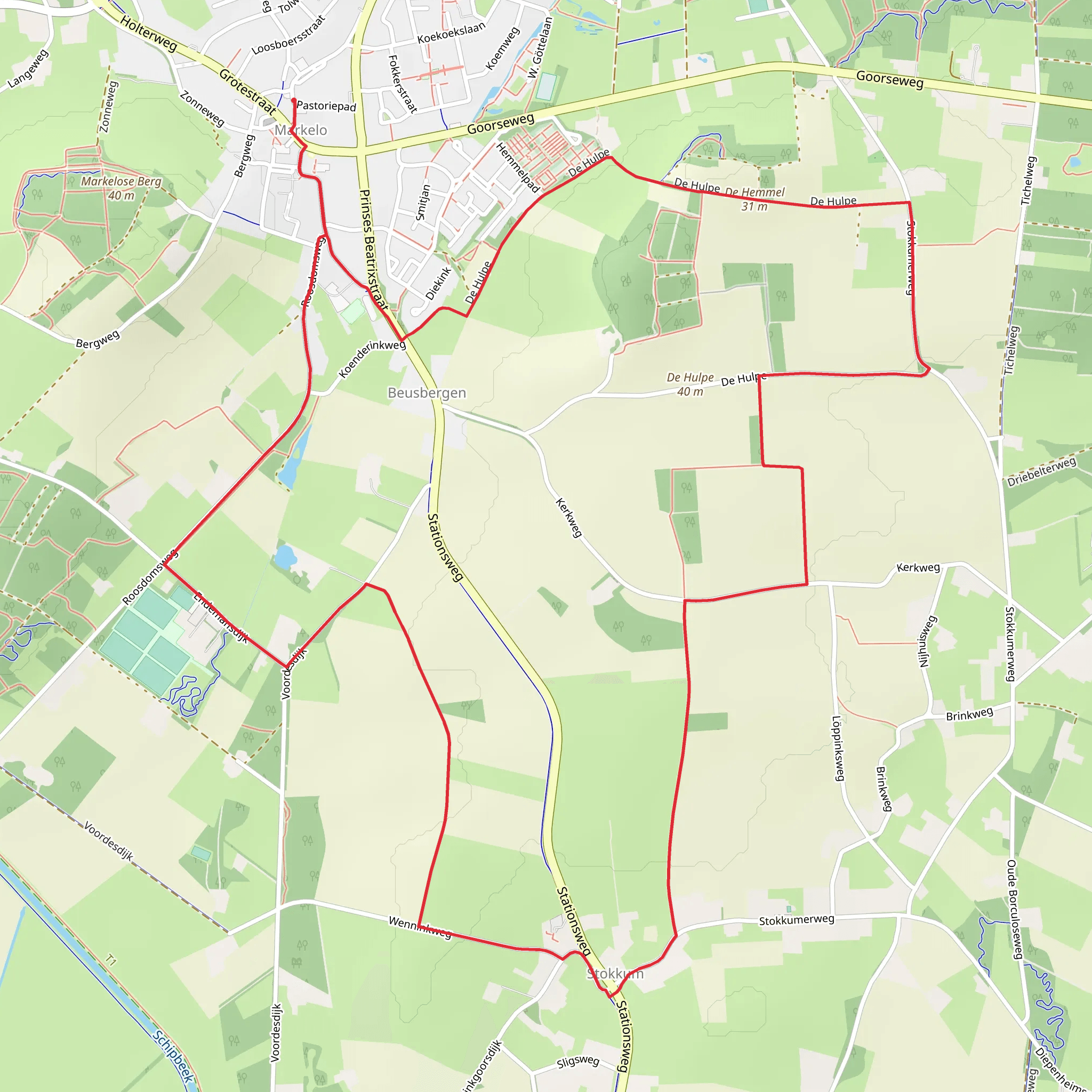 De Hemmel via Stokkum Gele Route and Voordesdijk Loop mobile static map