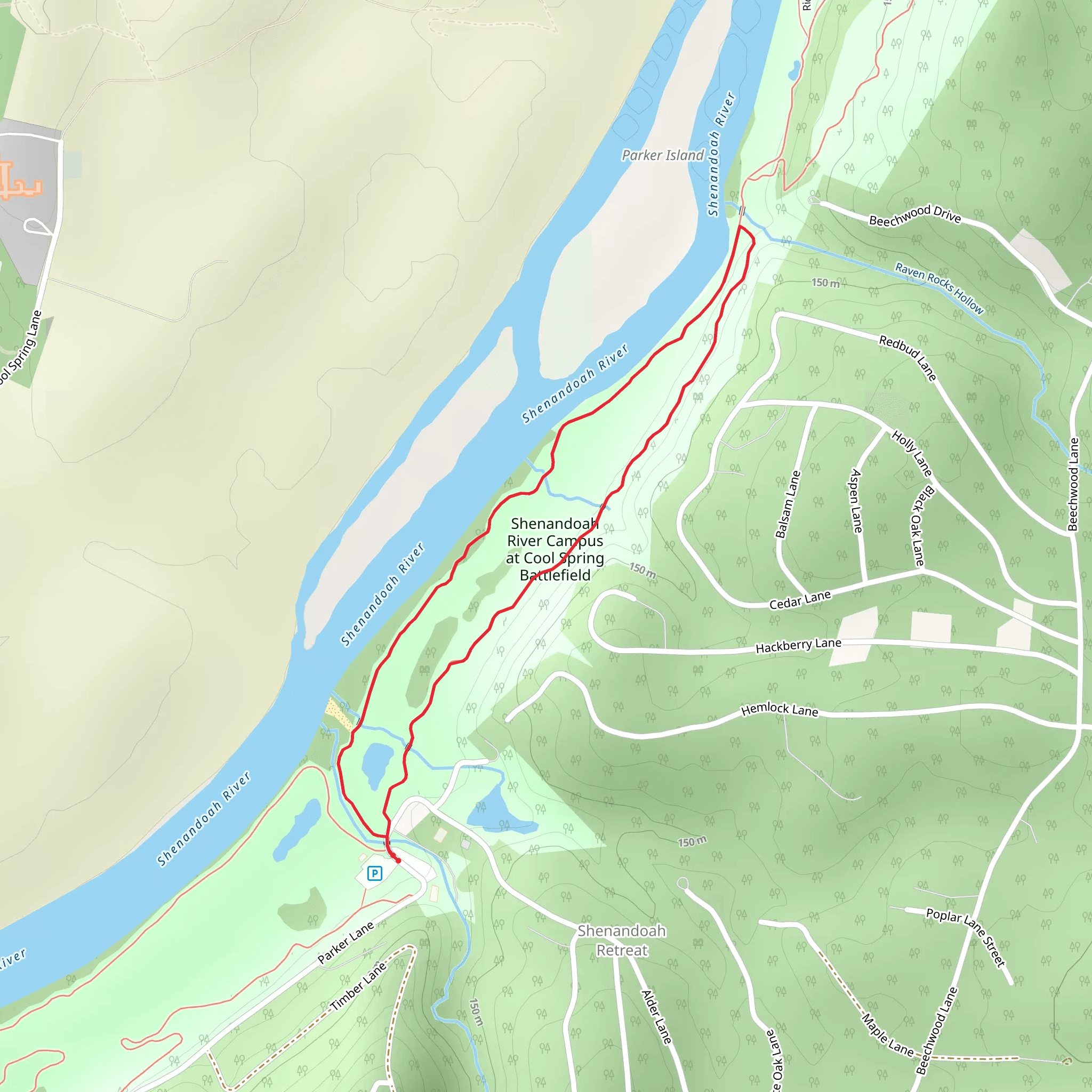 Shenandoah River Campus at Cool Spring Battlefield Loop - Long mobile static map