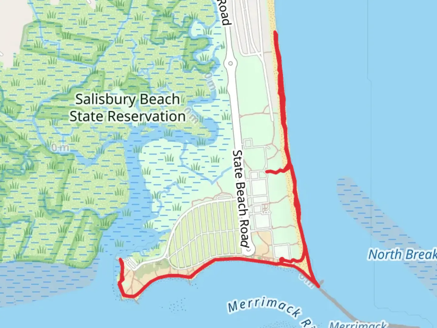 An image depicting the trail Merrimack River - Salisbury Beach Loop and its surrounding area.