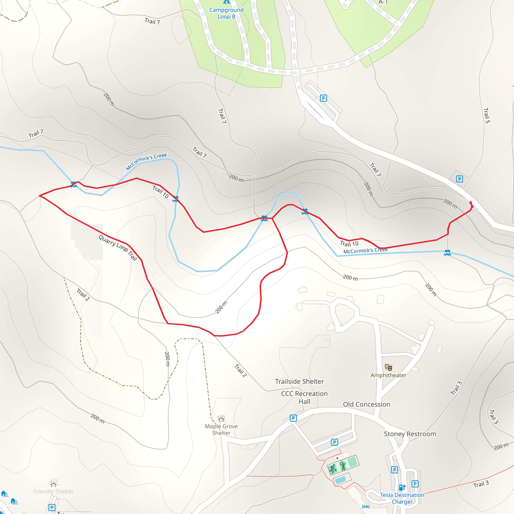 Trail 10 and Quarry Loop Trail mobile static map