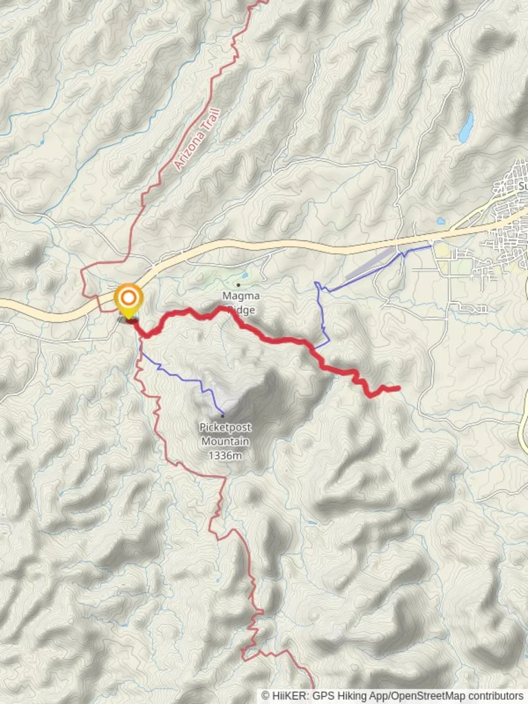 An image depicting the trail Legends of Superior trail and Arnett Canyon Trail and its surrounding area.