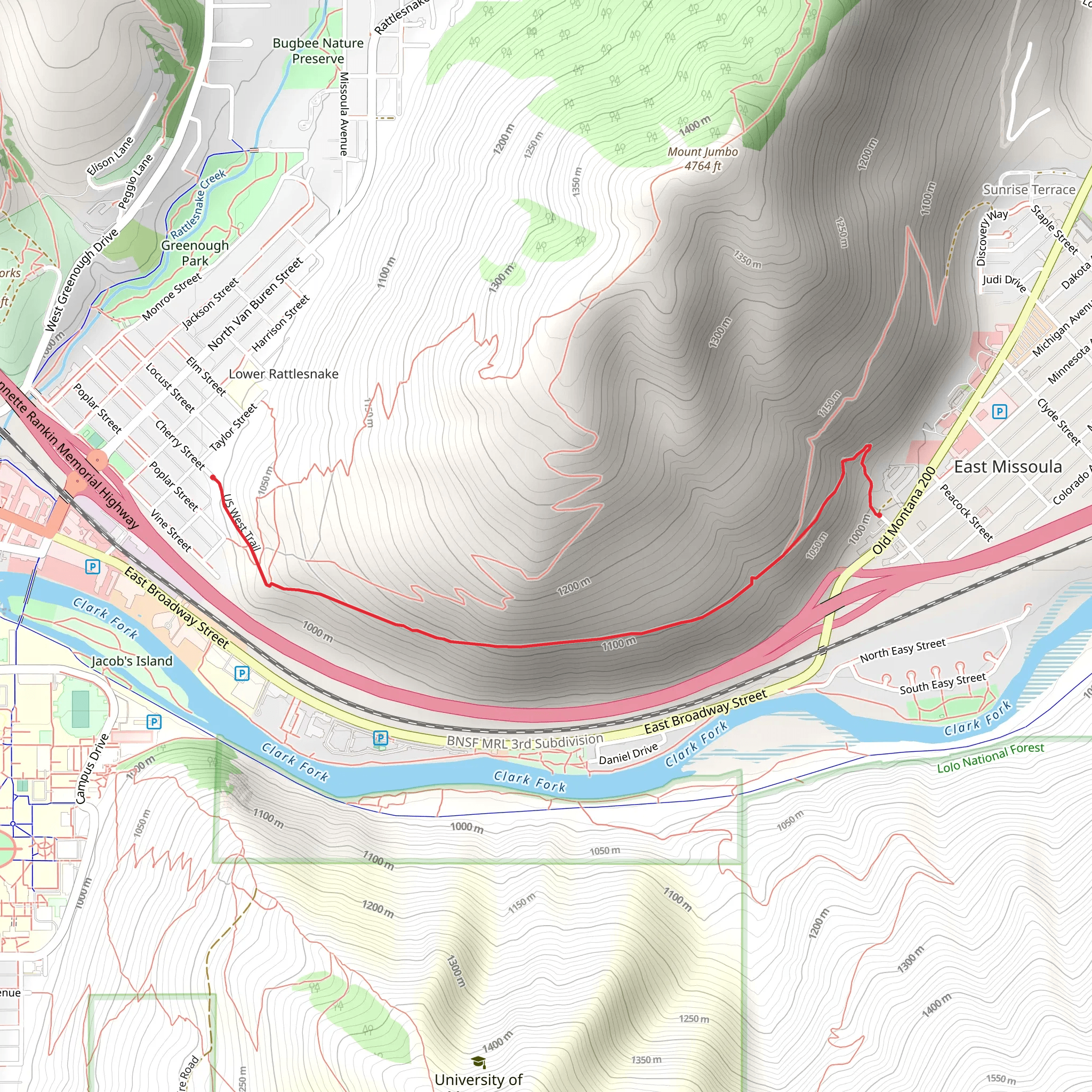 US West trail mobile static map