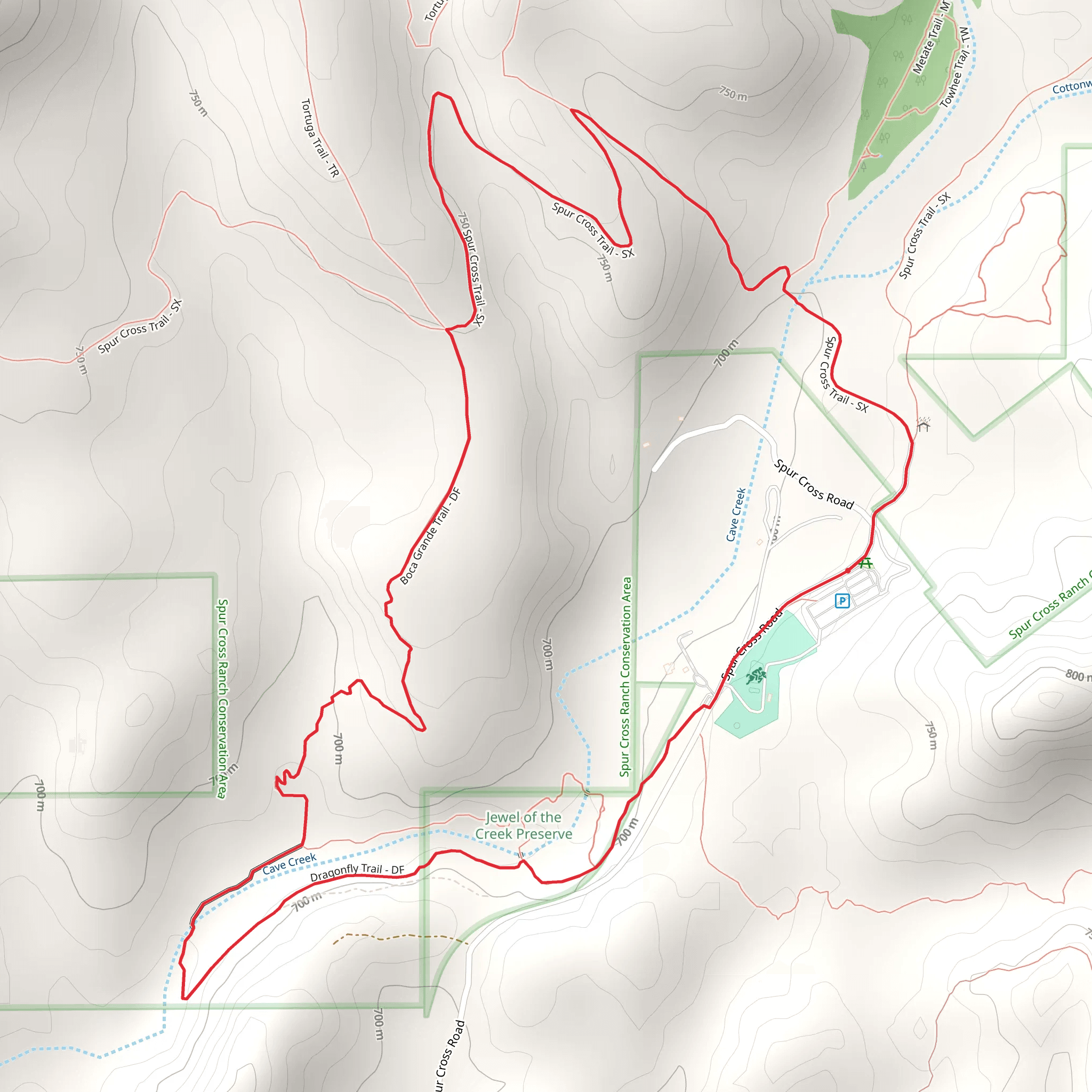 Spur Cross and Dragonfly Loop Trail mobile static map