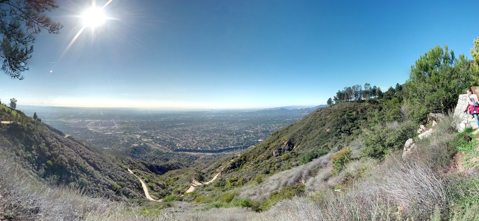 An image depicting the trail Mount Wilson Toll Road to Henninger Flats and its surrounding area.