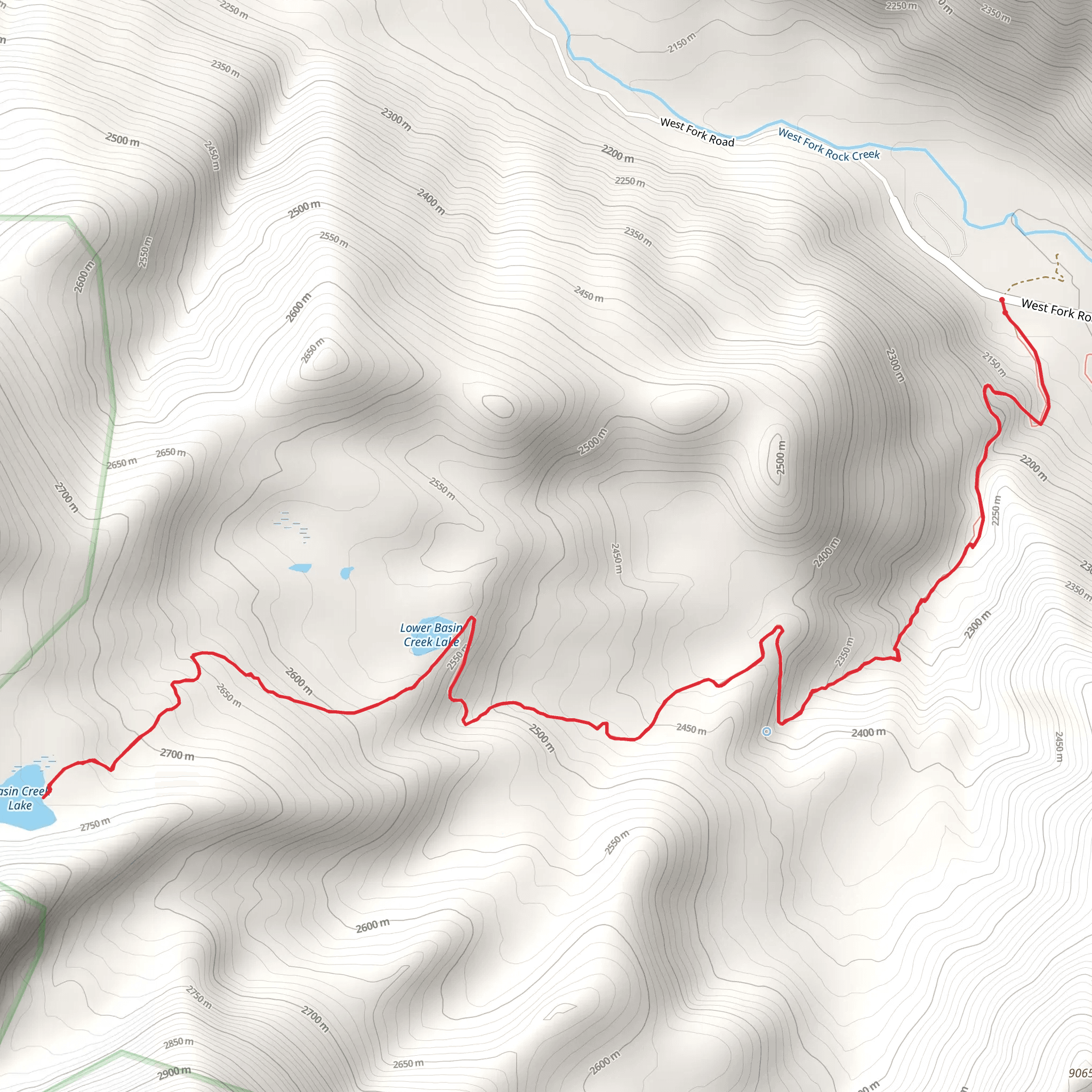 Basin Lakes Trail mobile static map