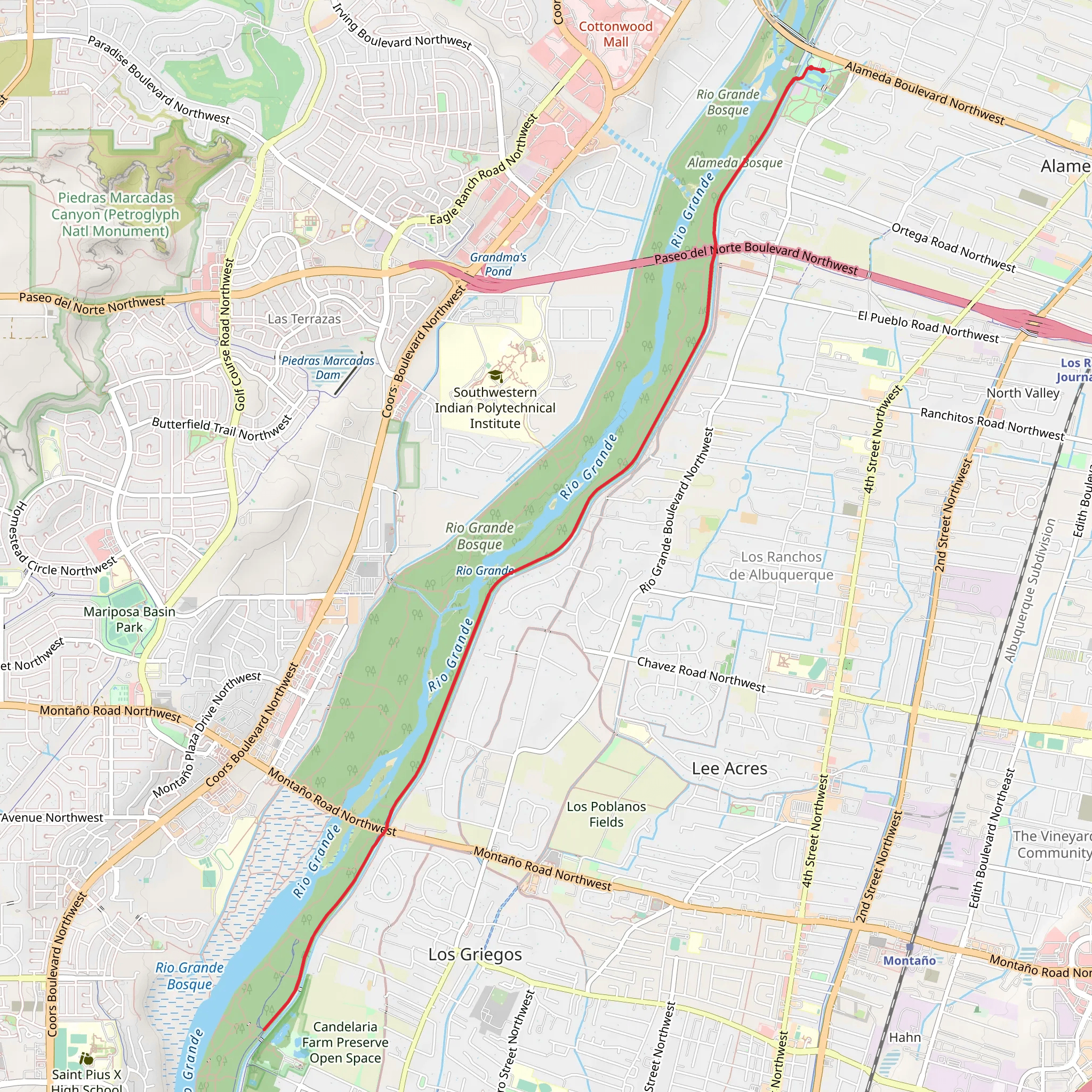 Paseo del Bosque Trail - Bachechi Open Space mobile static map
