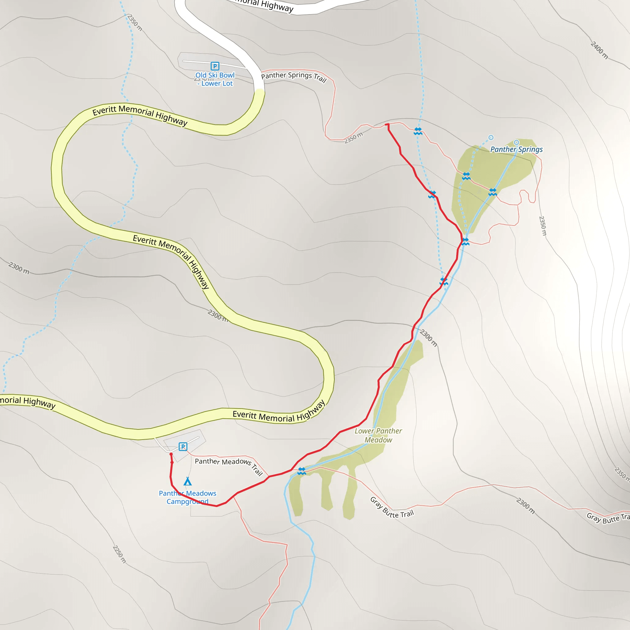 Panther Meadows Trail Out and Back mobile static map