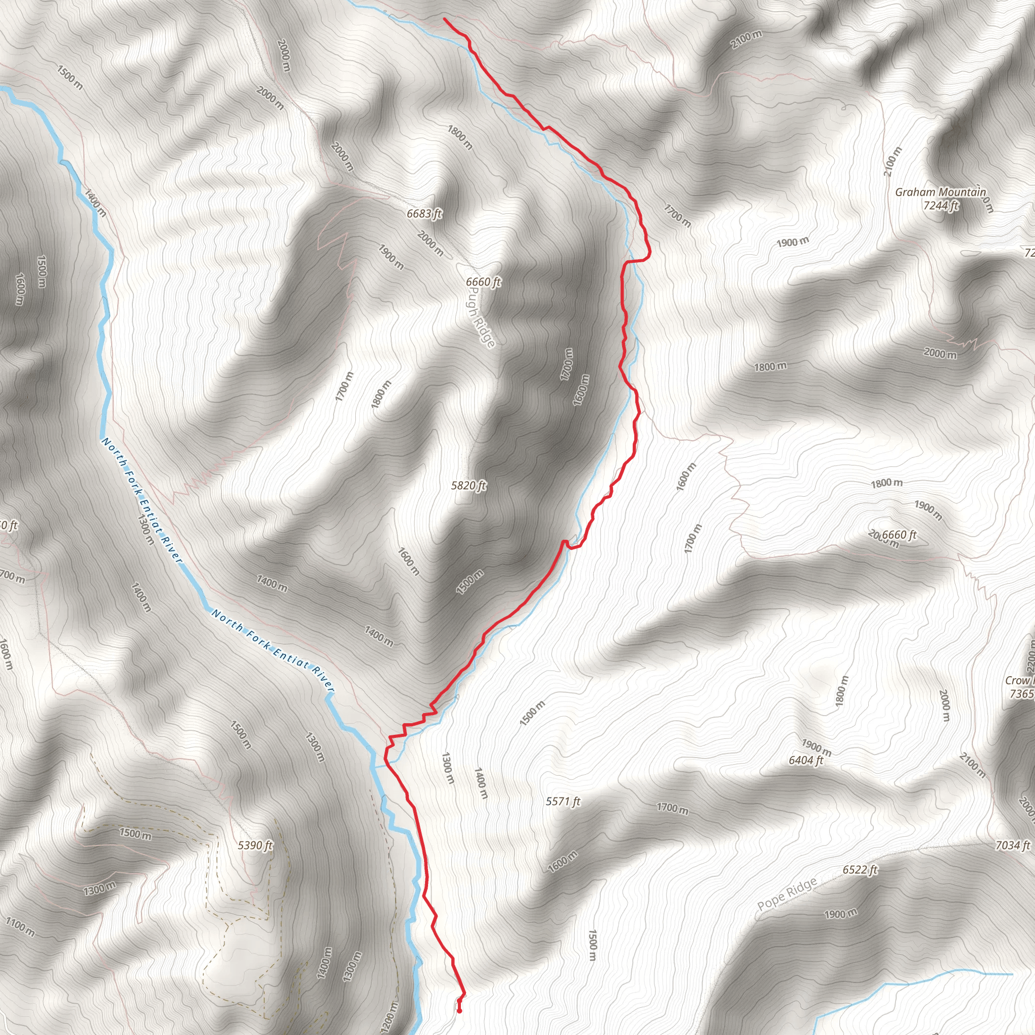 Pyramid Creek Trail via North Fork Entiat River Trail mobile static map