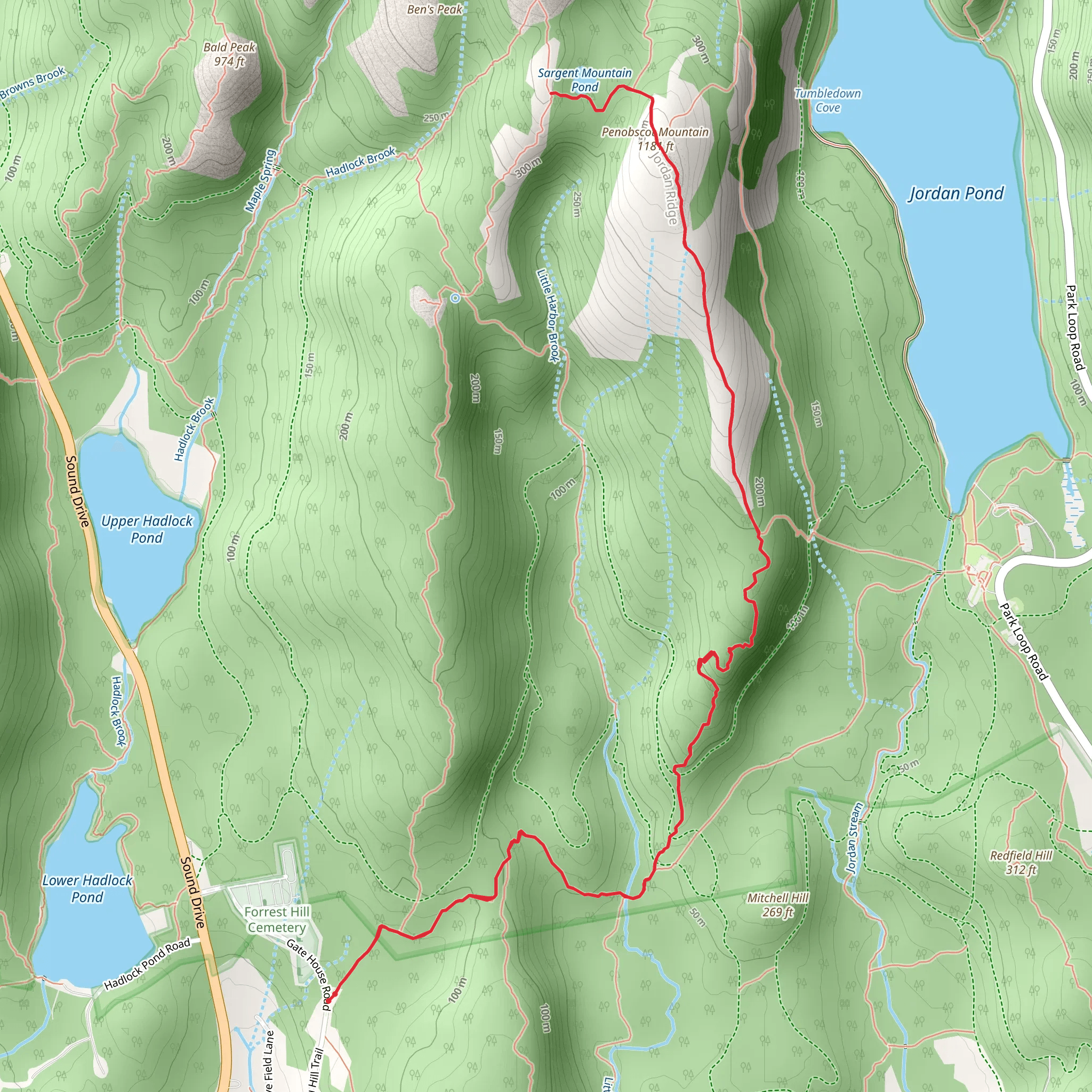 Penobscot Mountain via Asticou & Jordan Pond Path Trail mobile static map