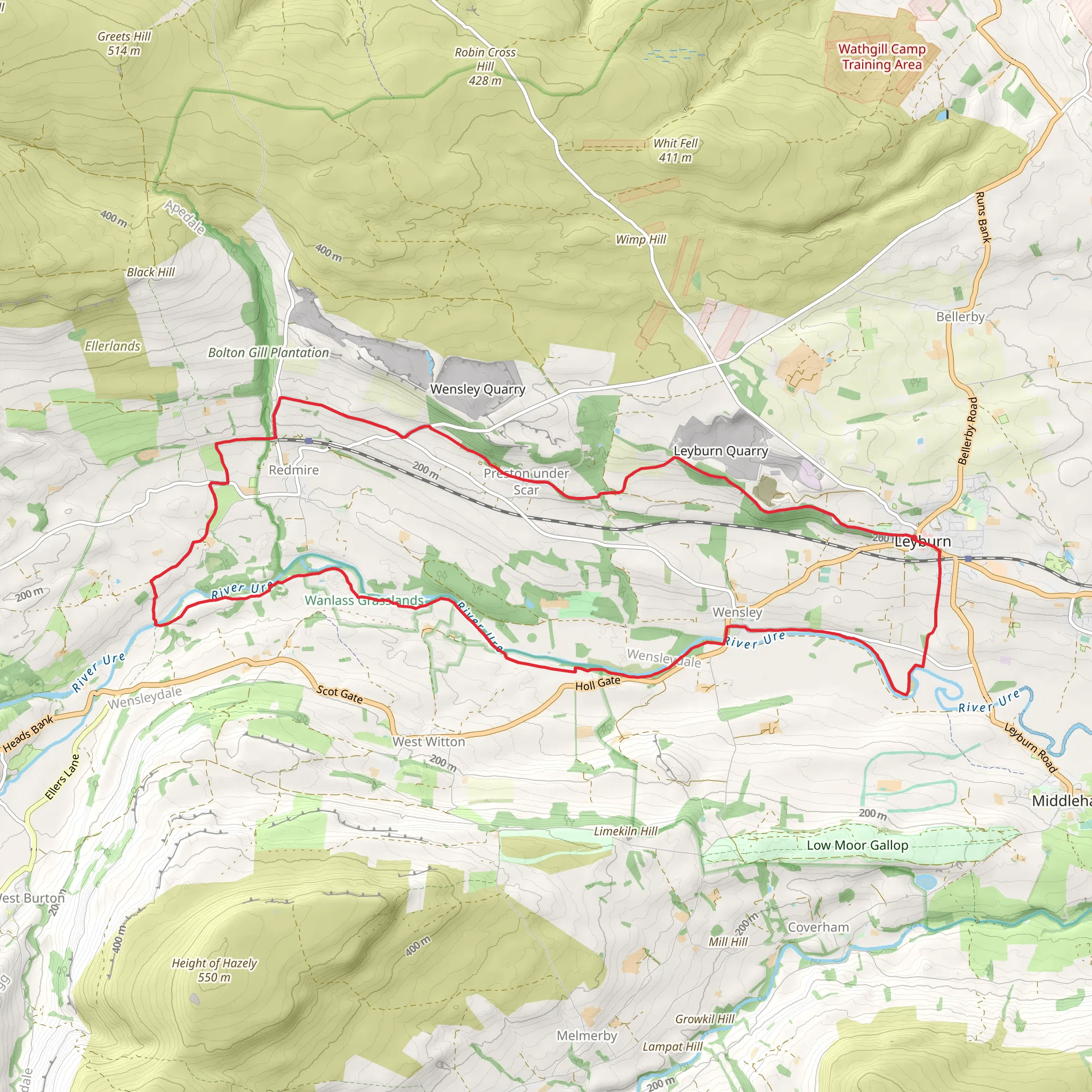 Leyburn, Redmire and Wensley Loop mobile static map