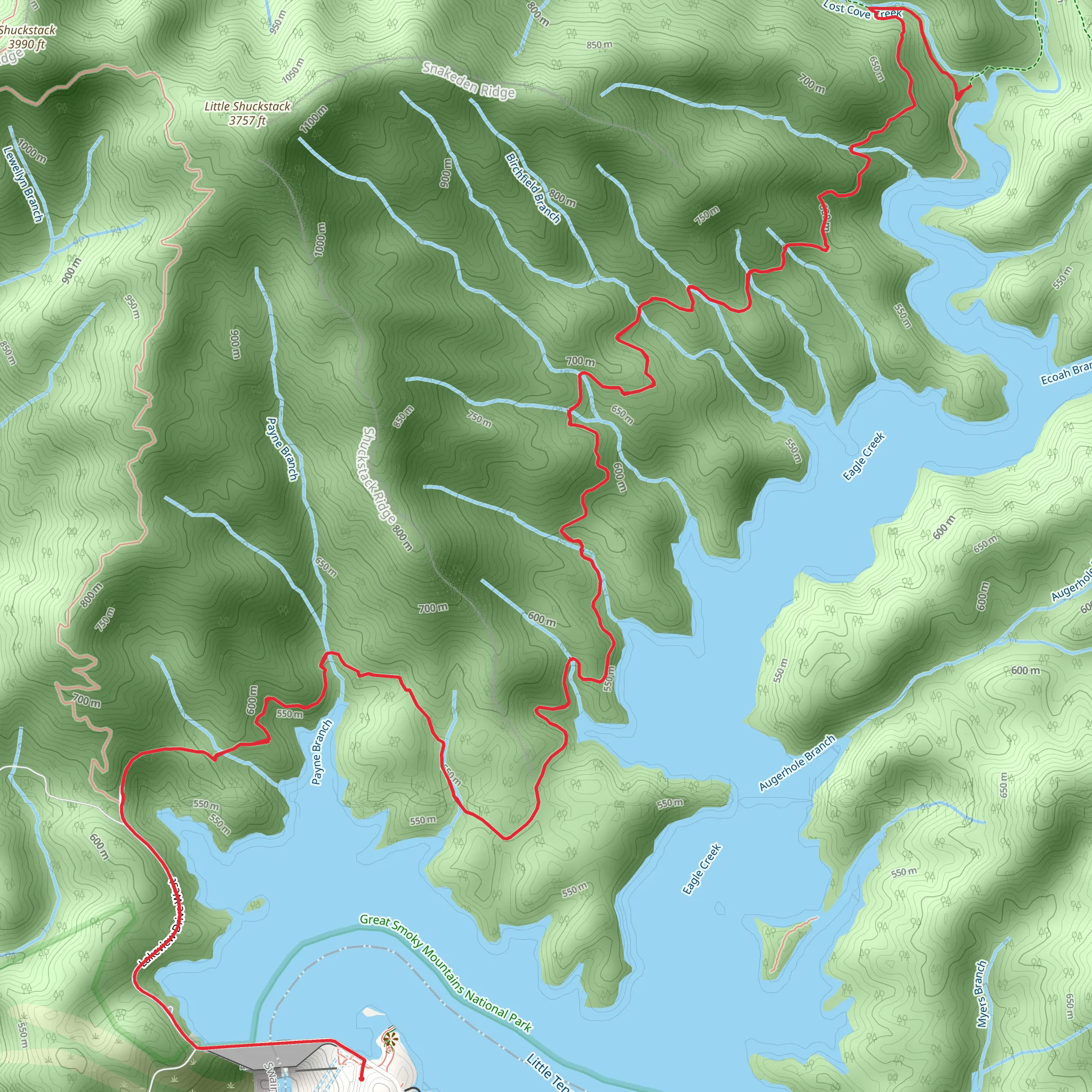 Fontana dam and Camp 90 Trail via BMT mobile static map