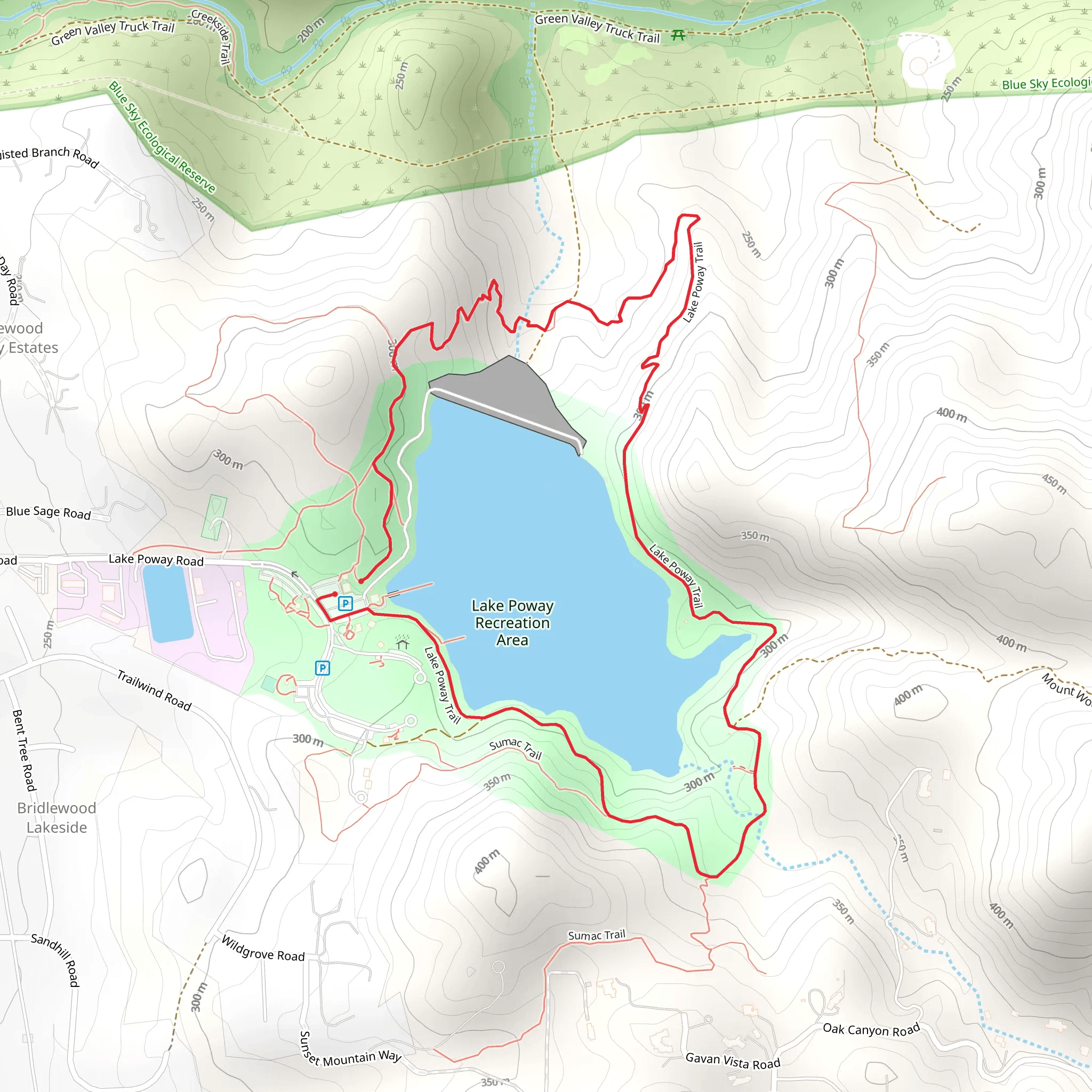 Lake Poway Loop Trail mobile static map