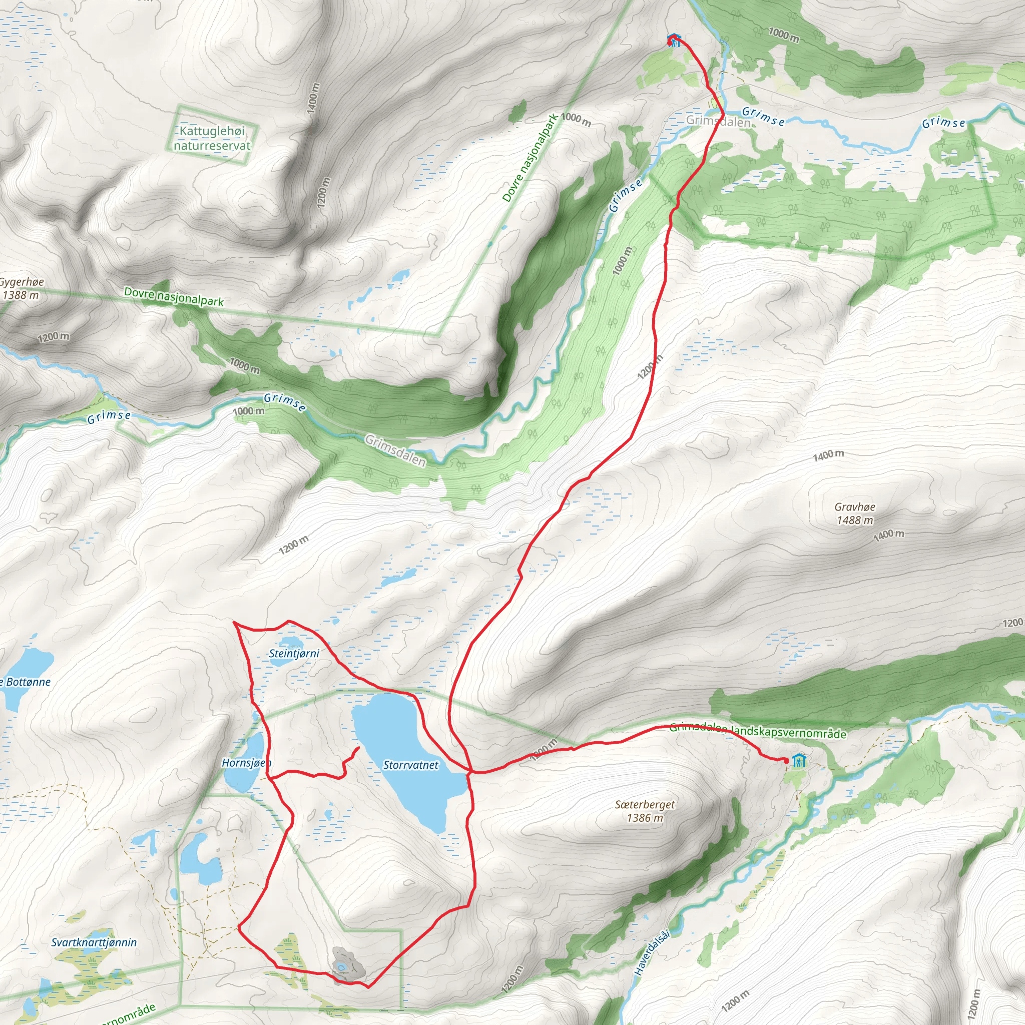 Grimsdalshytta DNT to Haverdalseter cabin mobile static map