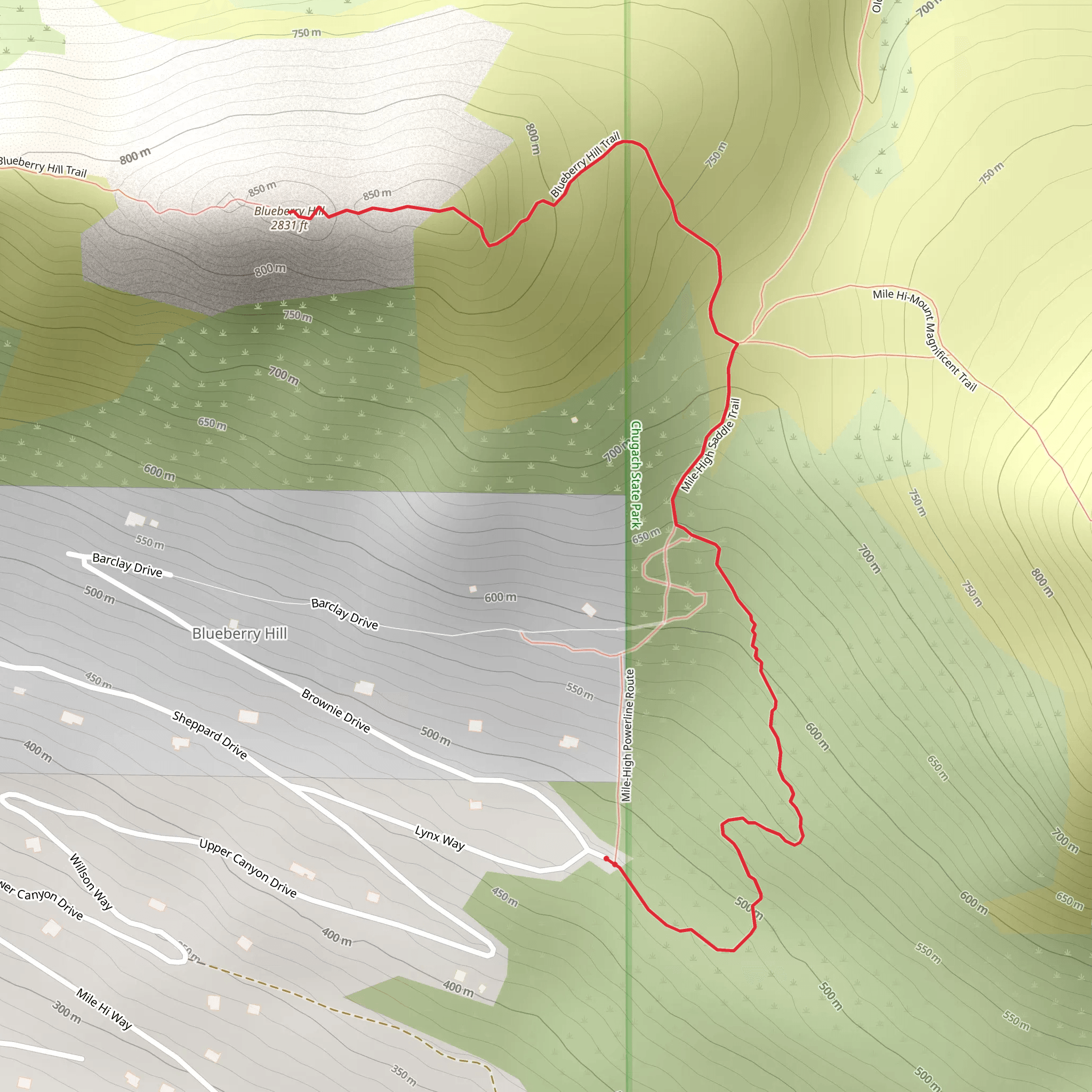Blueberry Hill Trail mobile static map
