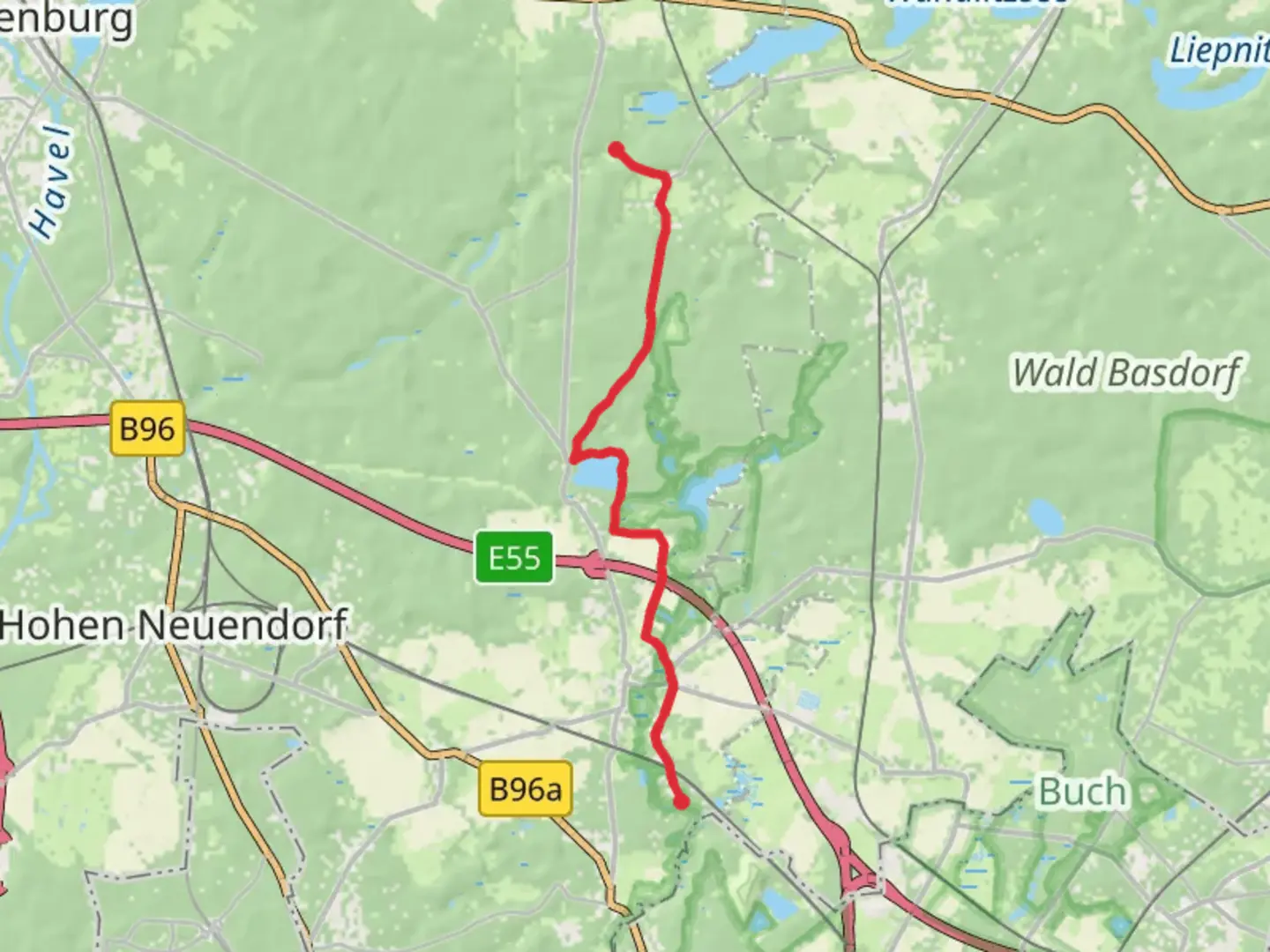 An image depicting the trail Zuehlsdorfer Muehle to Moenchmuehle via Muehlen Wanderweg and its surrounding area.