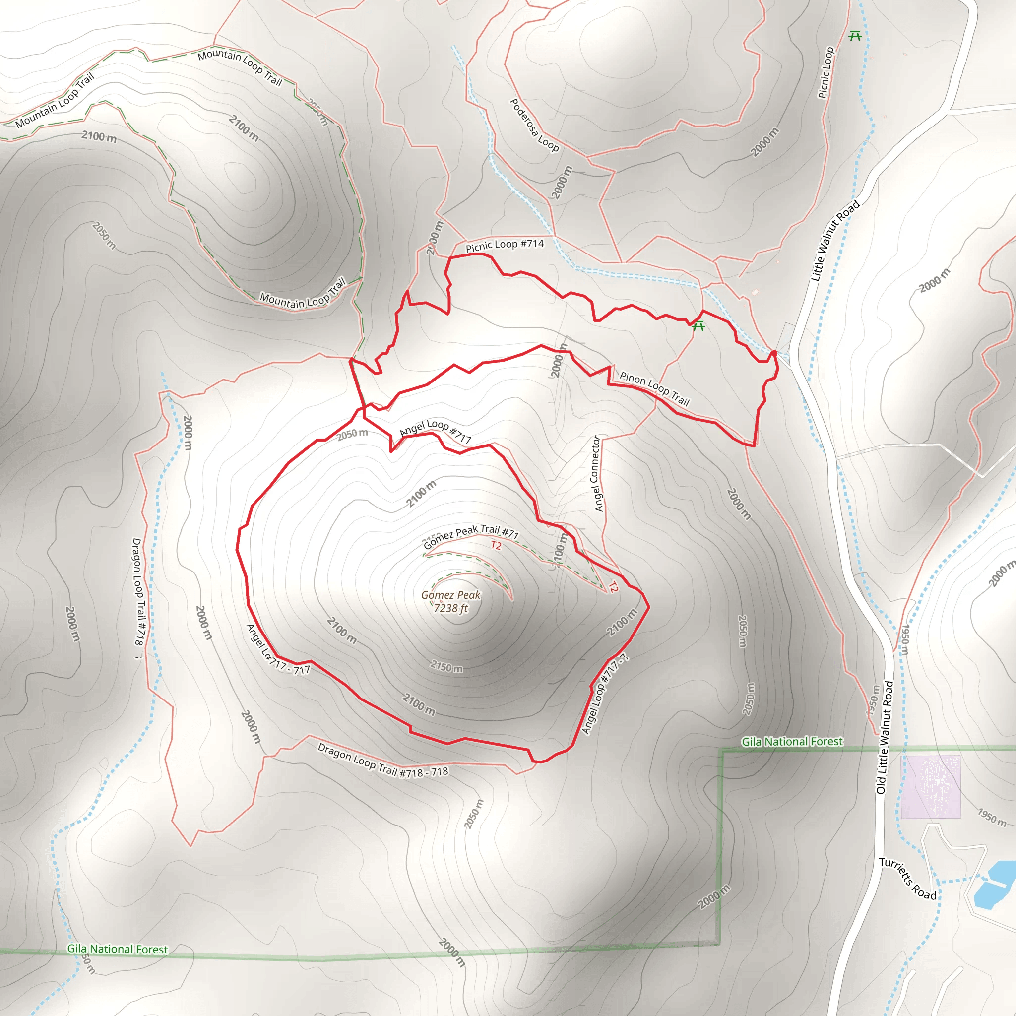 Angel and Pinon Loop Trail mobile static map