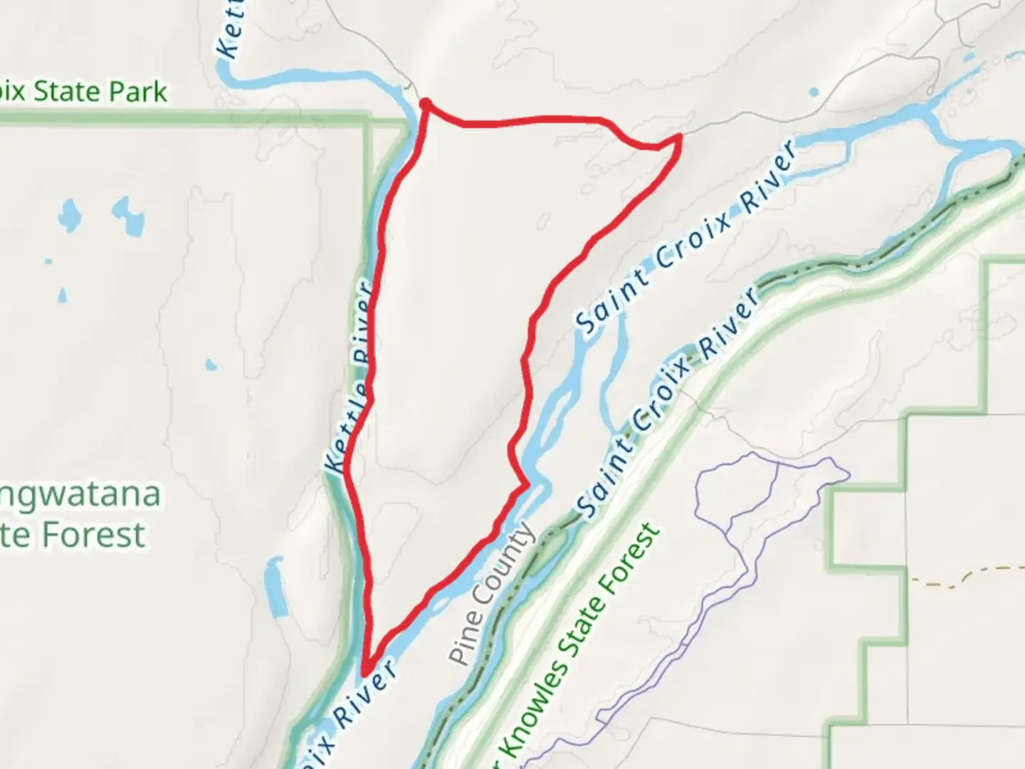 An image depicting the trail Kettle River and Saint Croix River Loop Trail and its surrounding area.