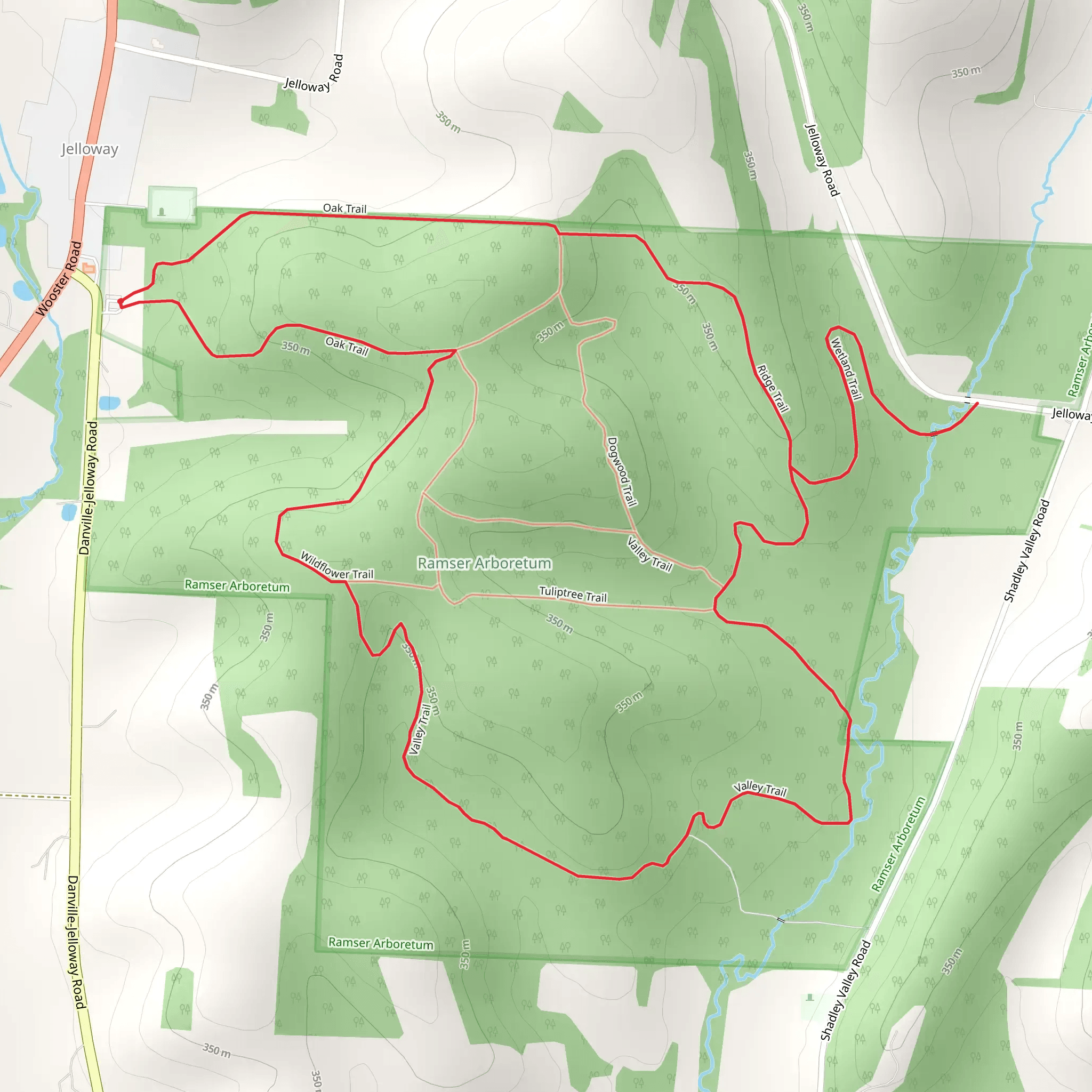 Ridge trail and Wetland Loop Trail mobile static map