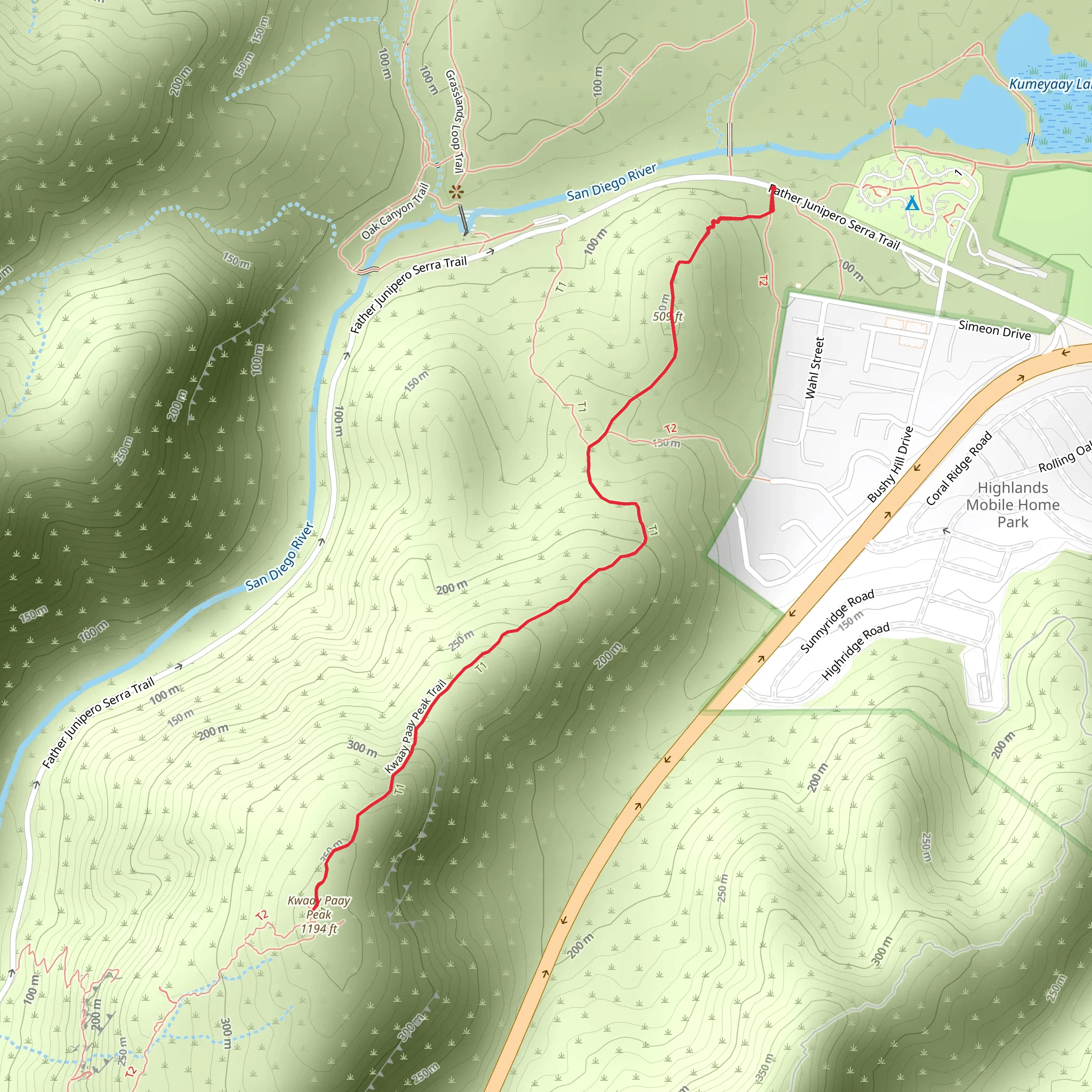 Kwaay Paay Peak Trail mobile static map