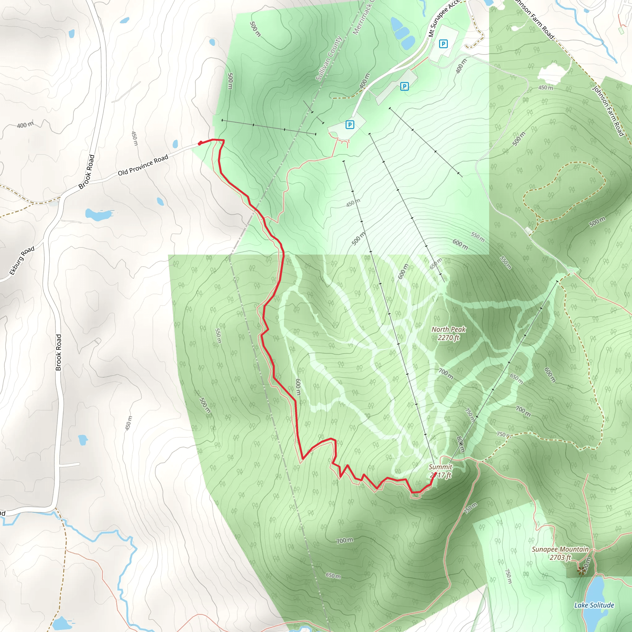 Summit via Province Trail mobile static map