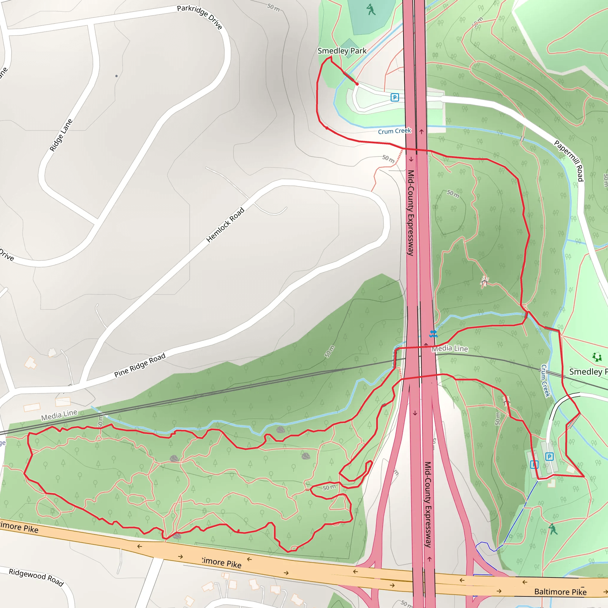 Smedley Park Loop mobile static map
