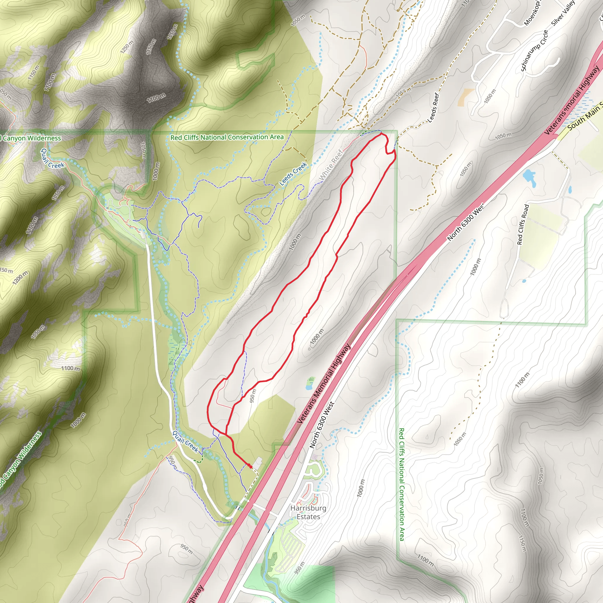 White Reef Trail and Leeds Reef Trail mobile static map