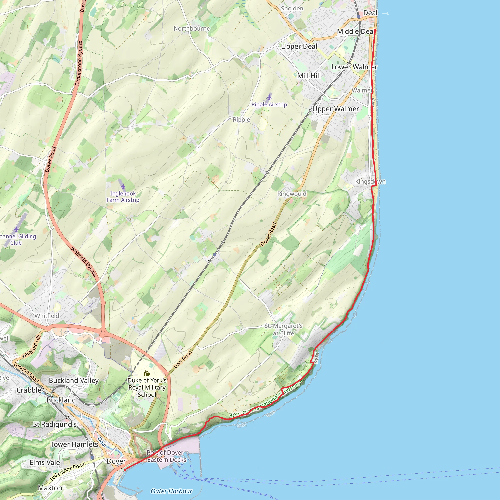 The Outdoor Guide - White Cliffs of Dover Walk - Kent mobile static map