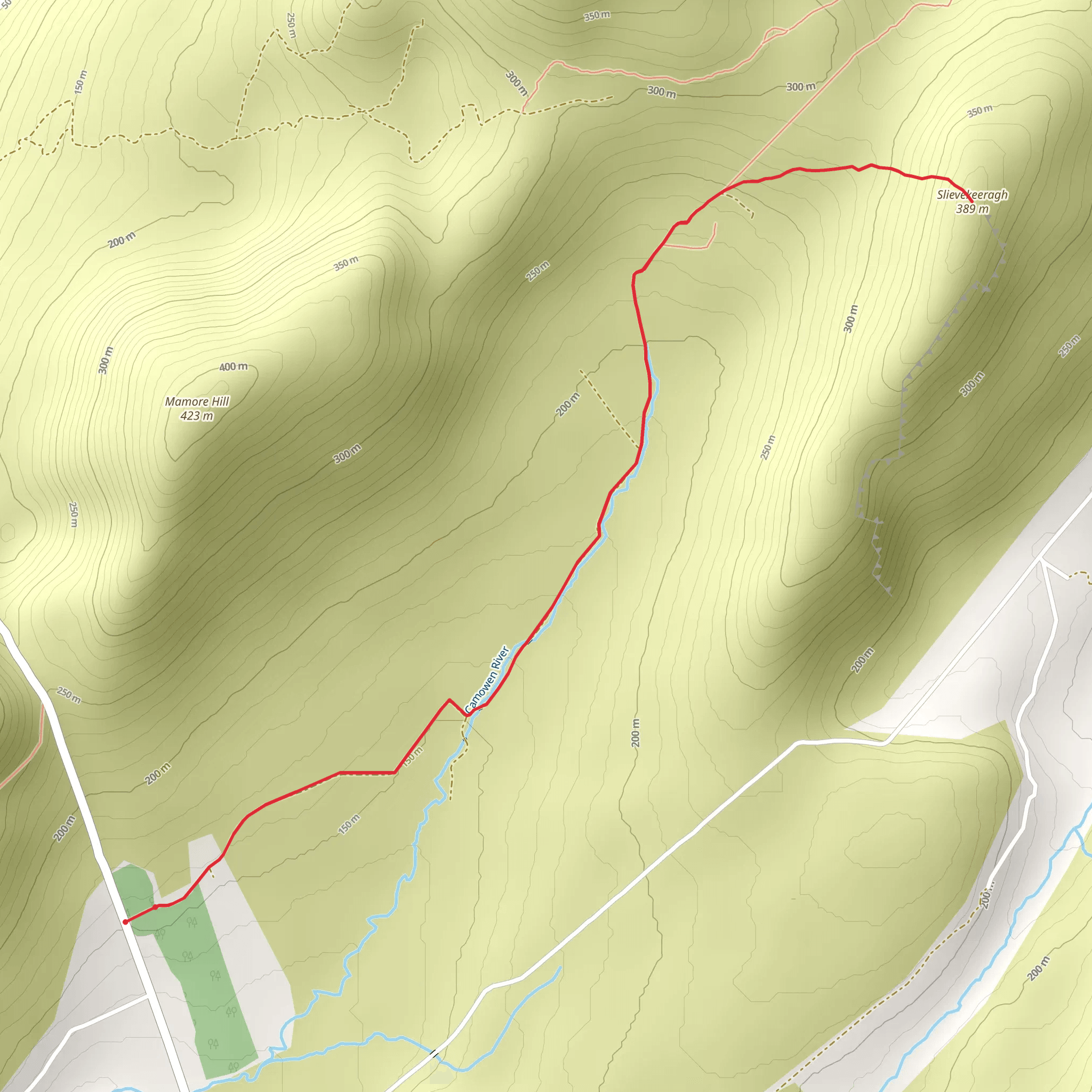 Slievekeeragh Hill Walk mobile static map