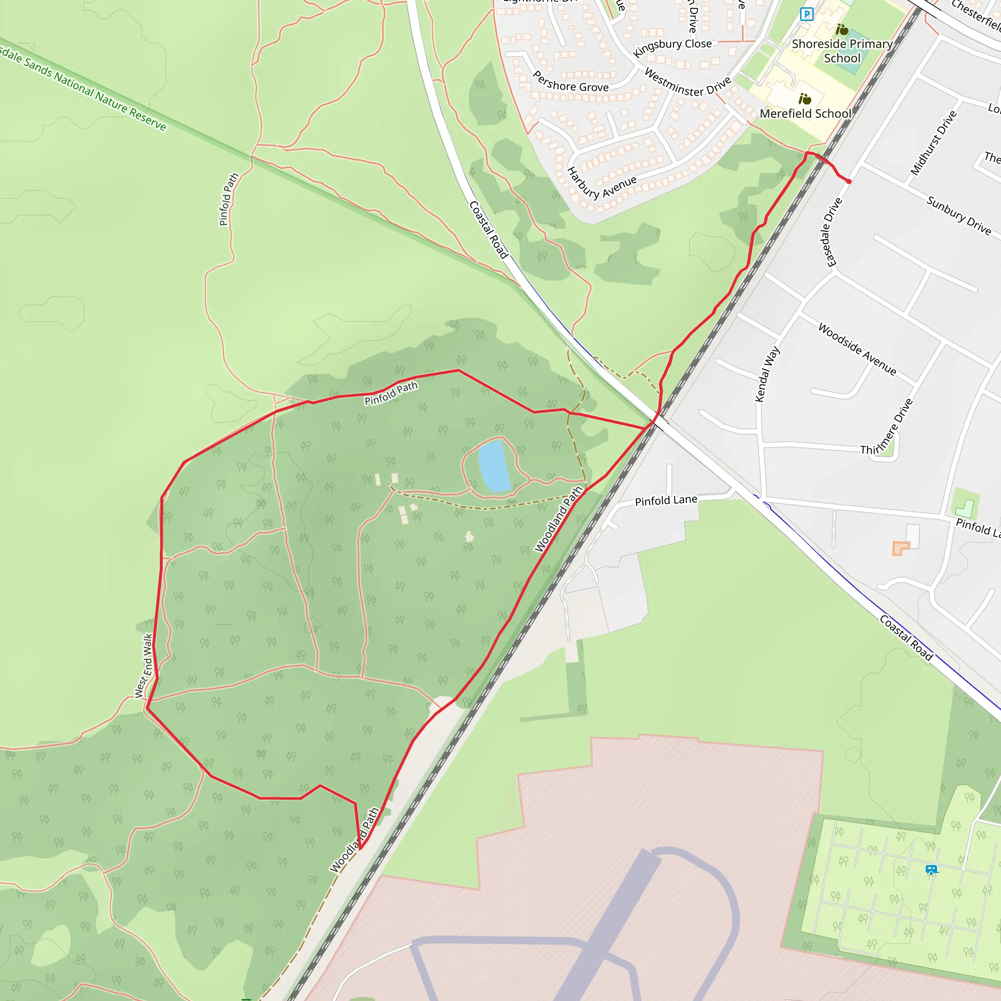 Ainsdale Pine Woods Loop mobile static map
