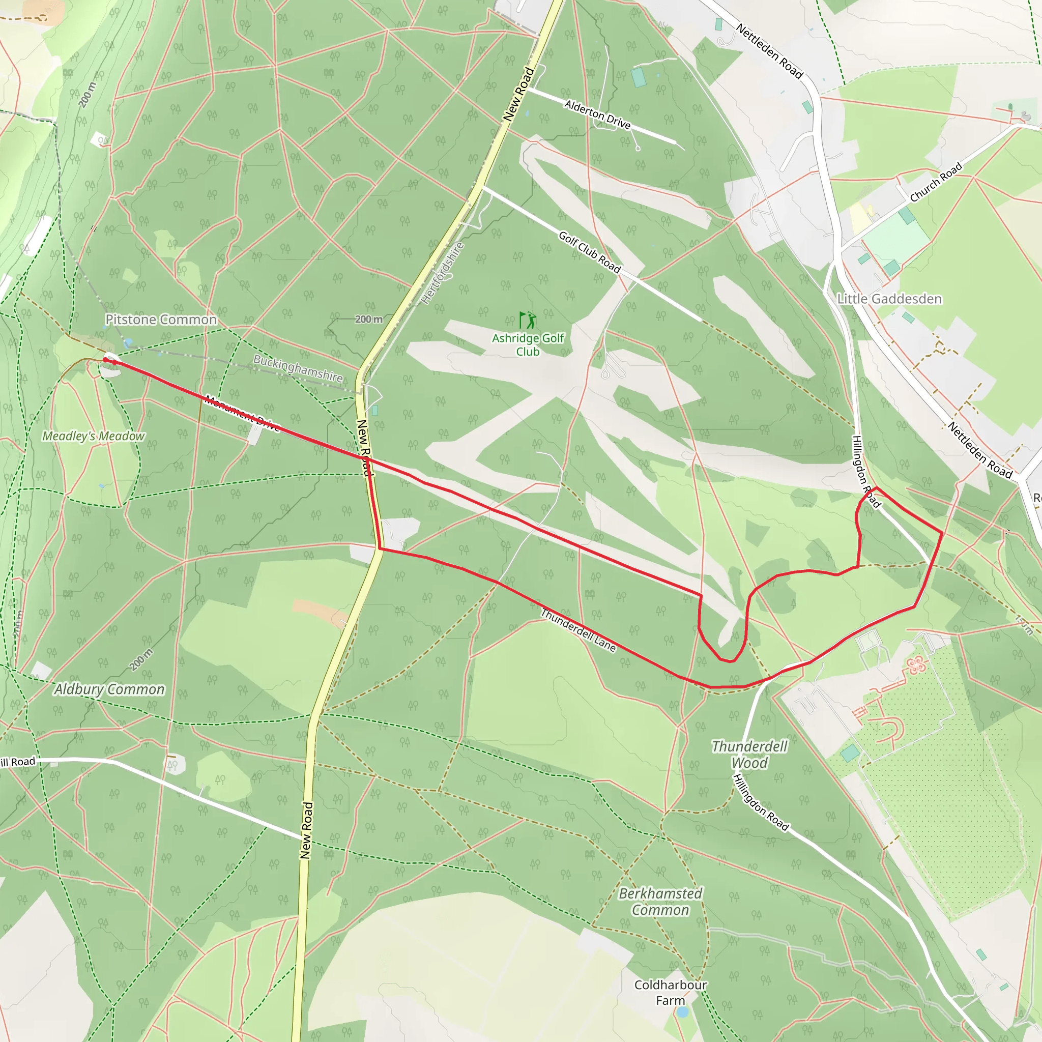 Trail to Golden Valley Ashridge mobile static map