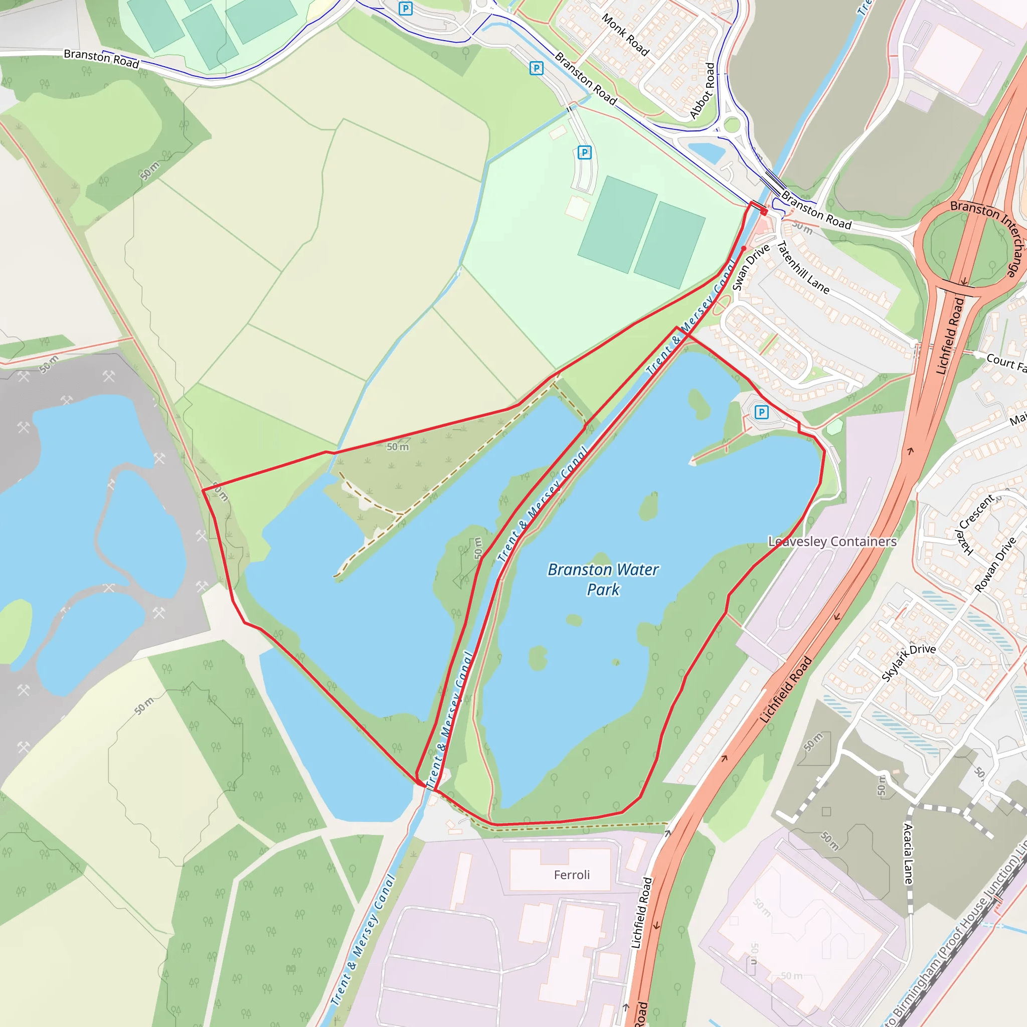 Branston Water Park mobile static map