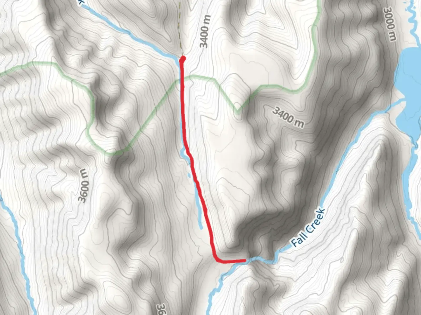 An image depicting the trail Firebox Creek and Fall Creek via Fall Creek Trail and its surrounding area.