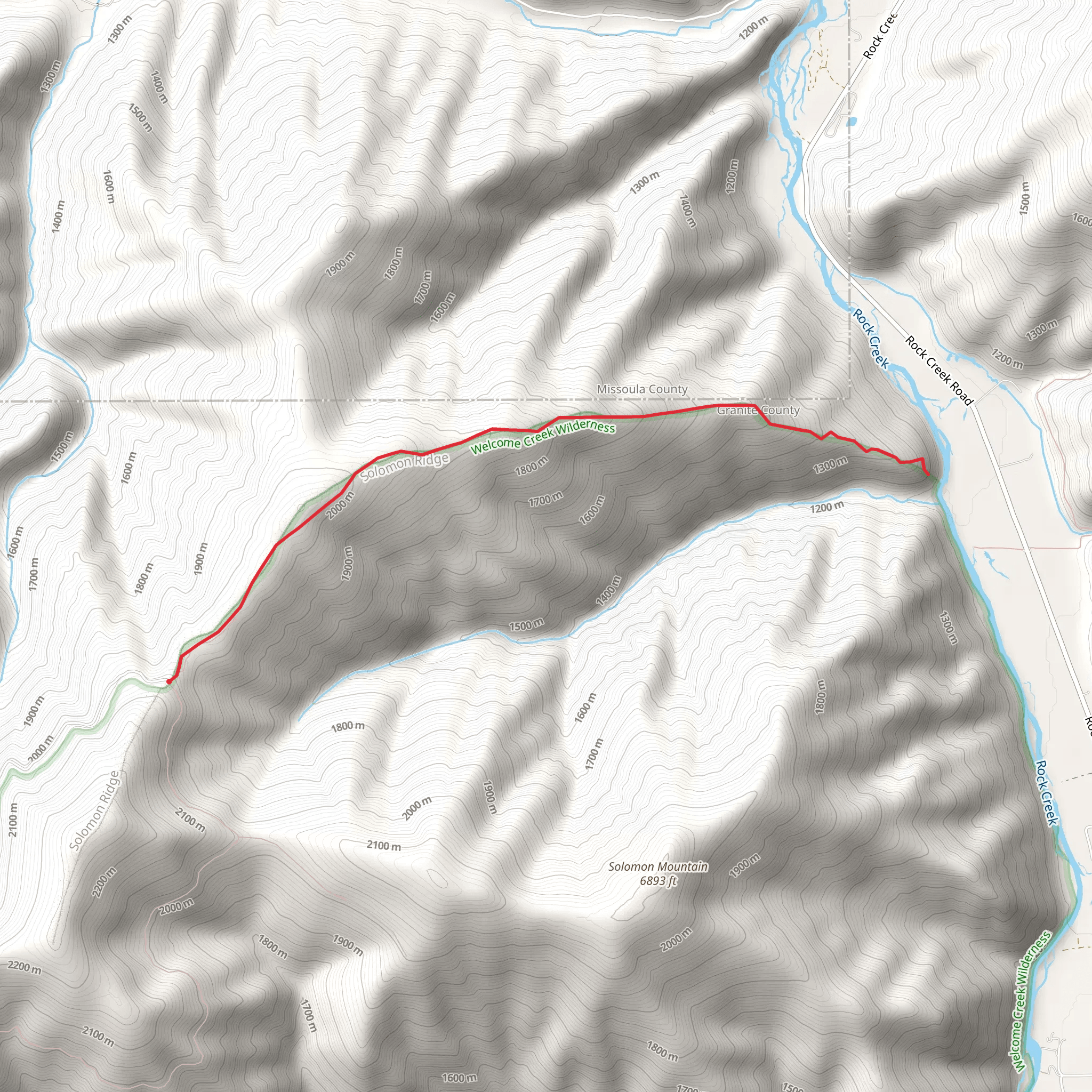 Rock Creek Lookout via Solomon Ridge mobile static map