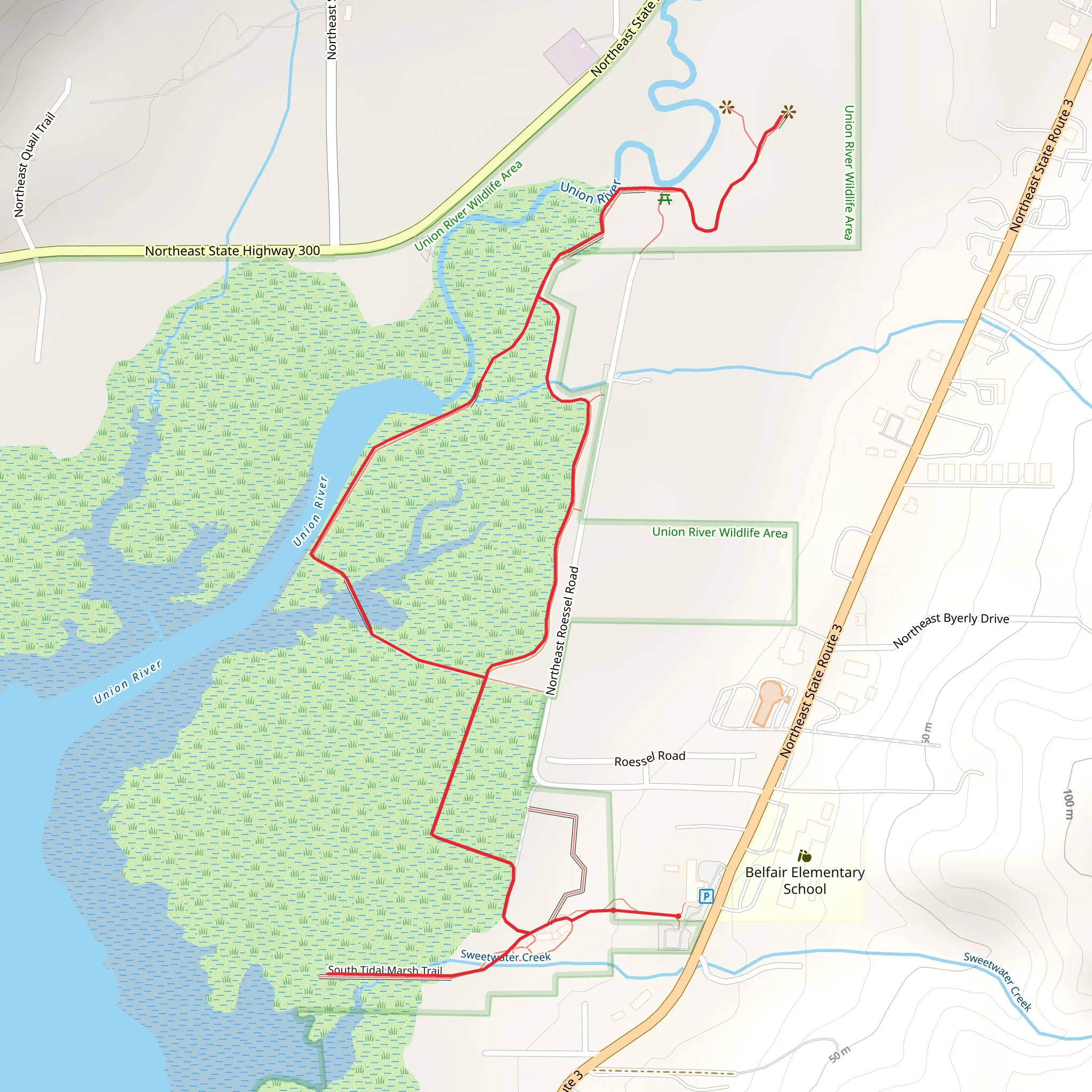 Theler Wetlands Trail mobile static map